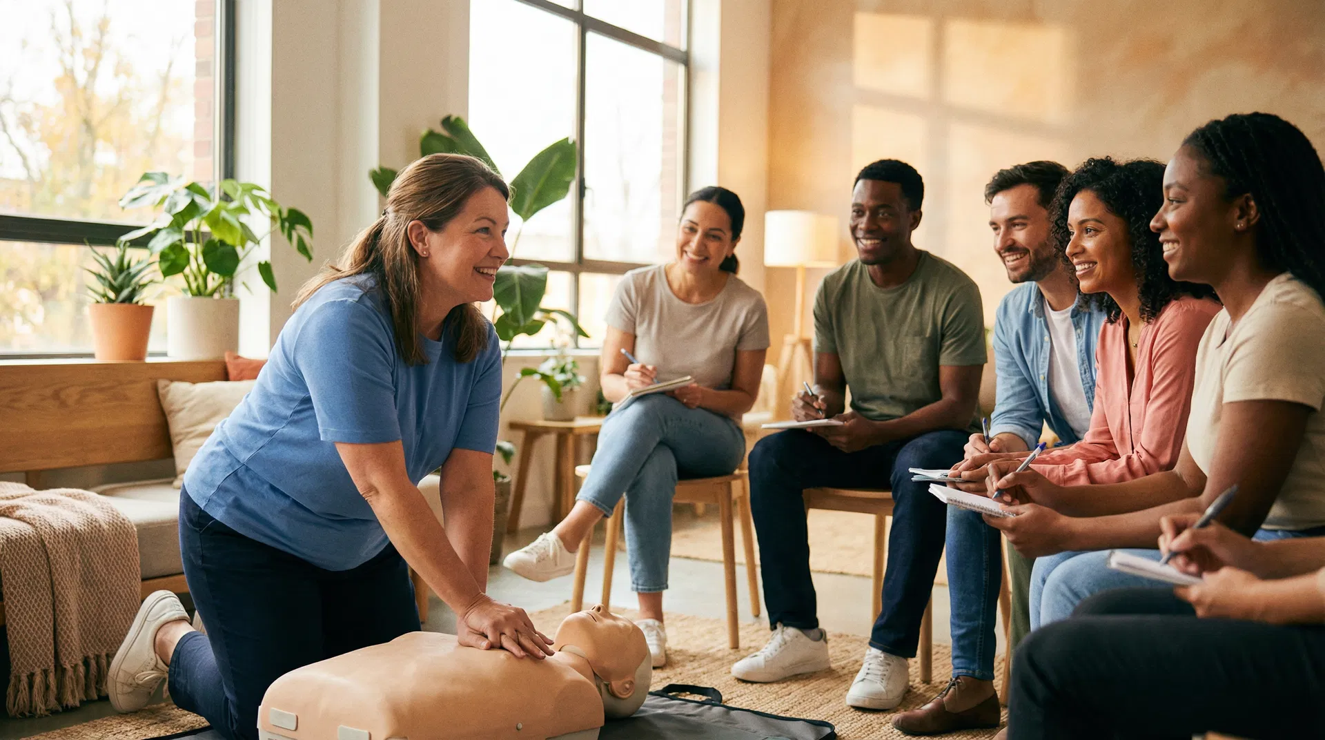 CPR and AED training class in session