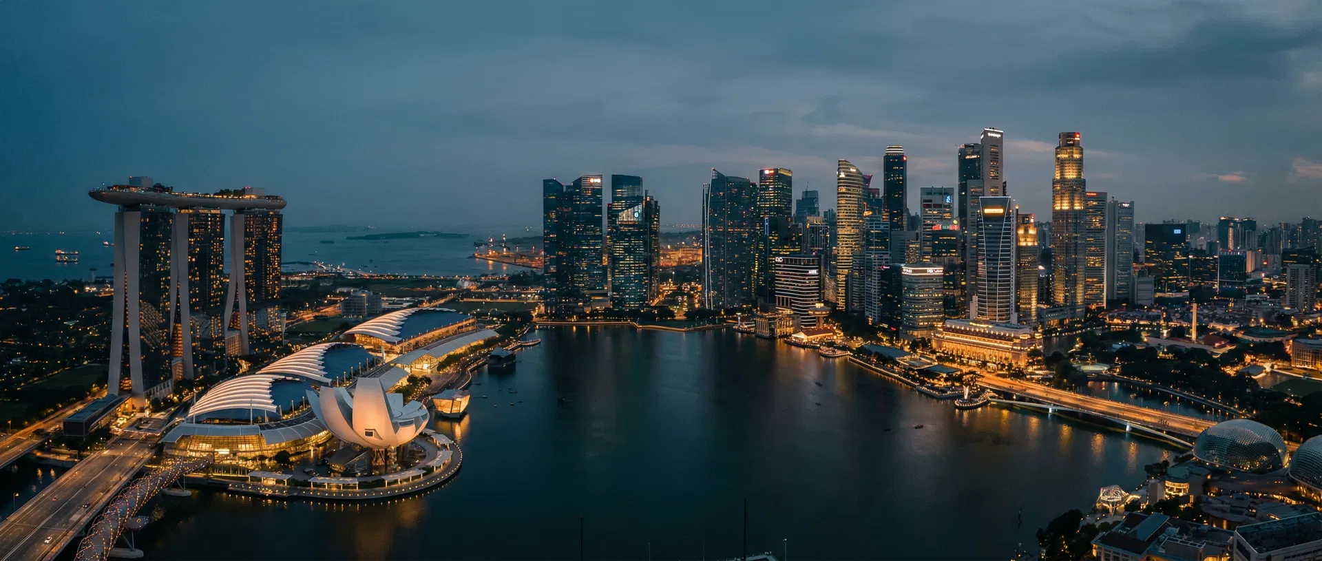 Singapore skyline at dusk