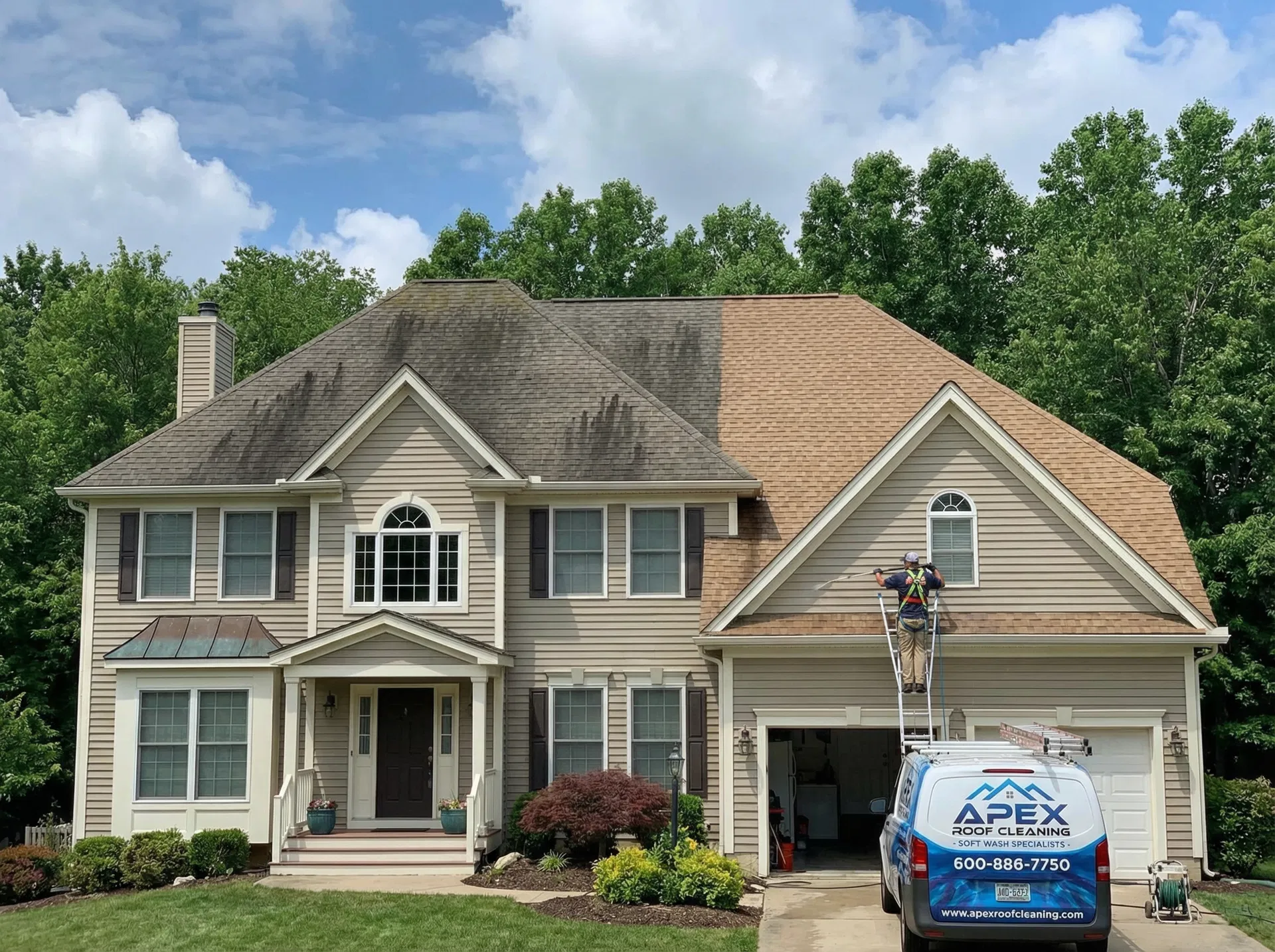 Professional roof cleaning service