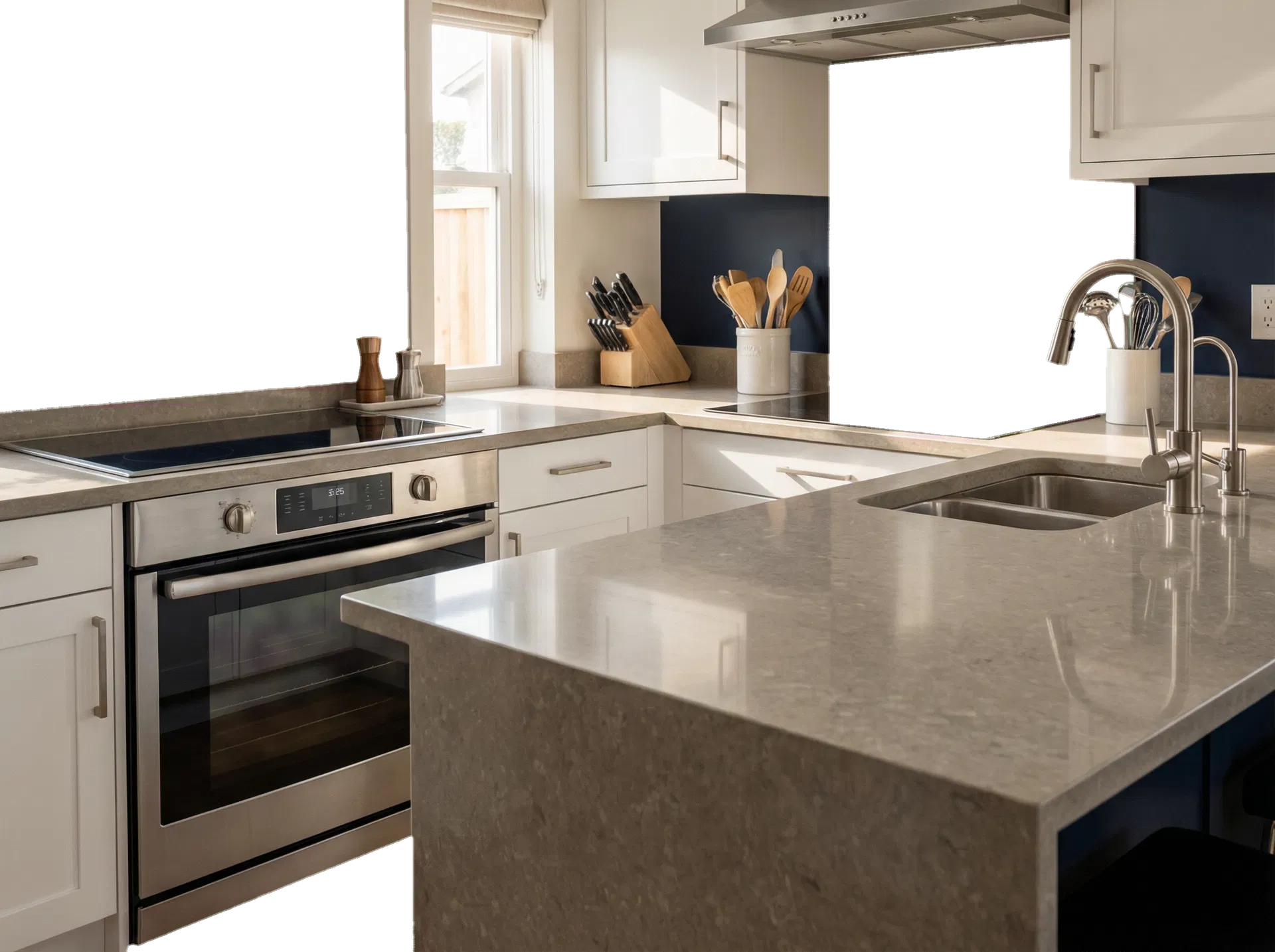 Spotless modern kitchen after deep cleaning