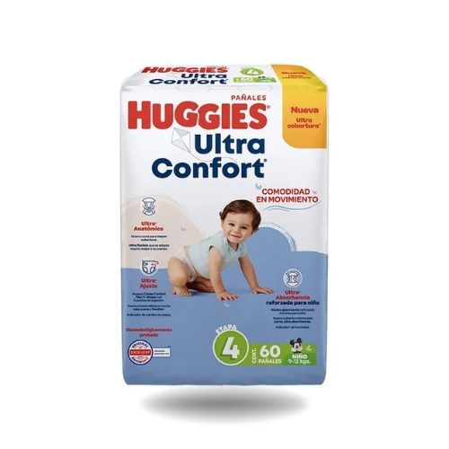 Huggies ultra confort - Etapa 4 - 60 pañales