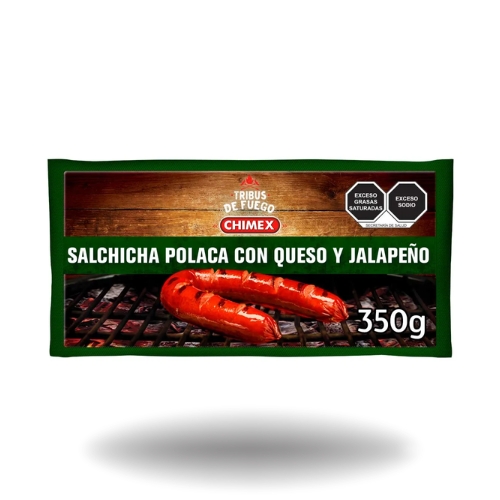 Salchicha polaca con queso y jalapeño Chimex 350g