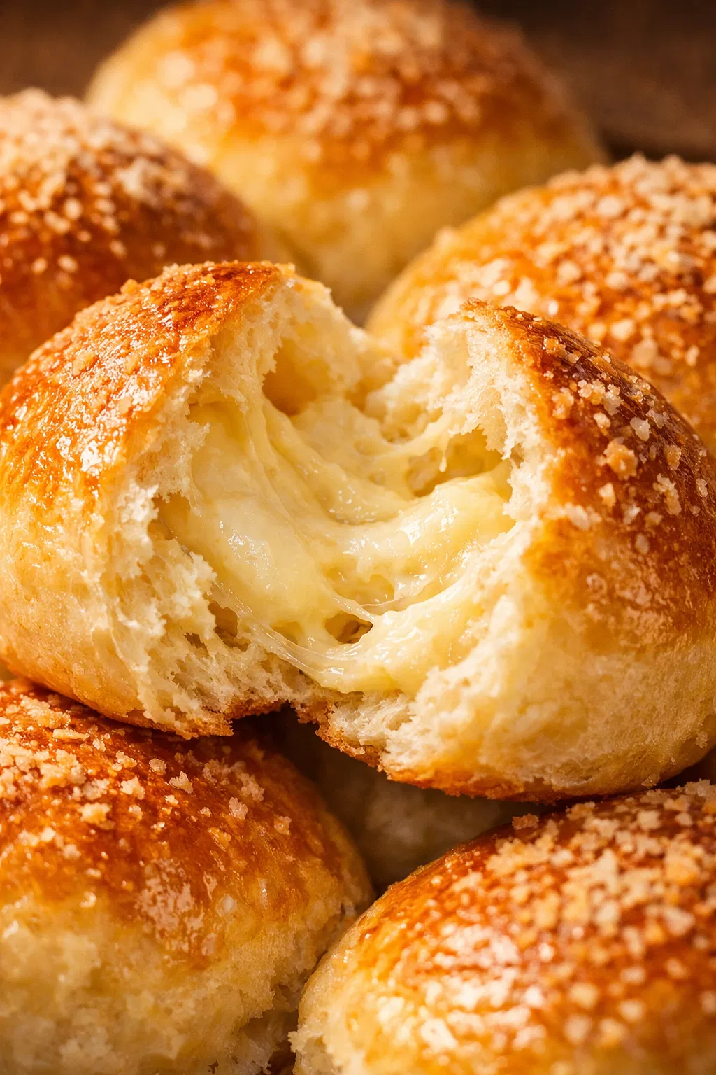 Pão Delícia - Close-up showing melted cheese filling