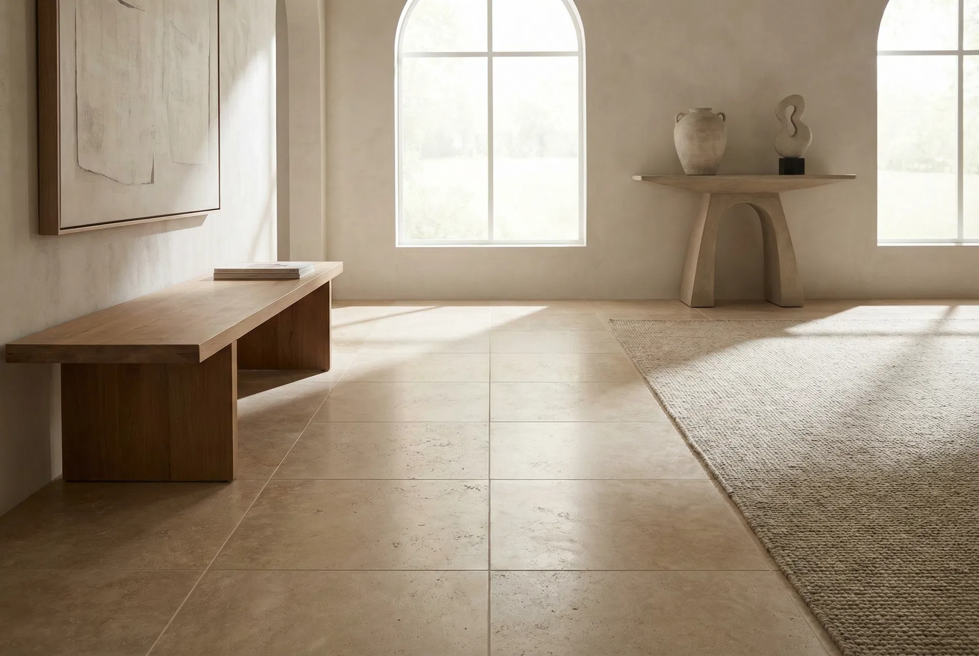 Natural stone floor tile