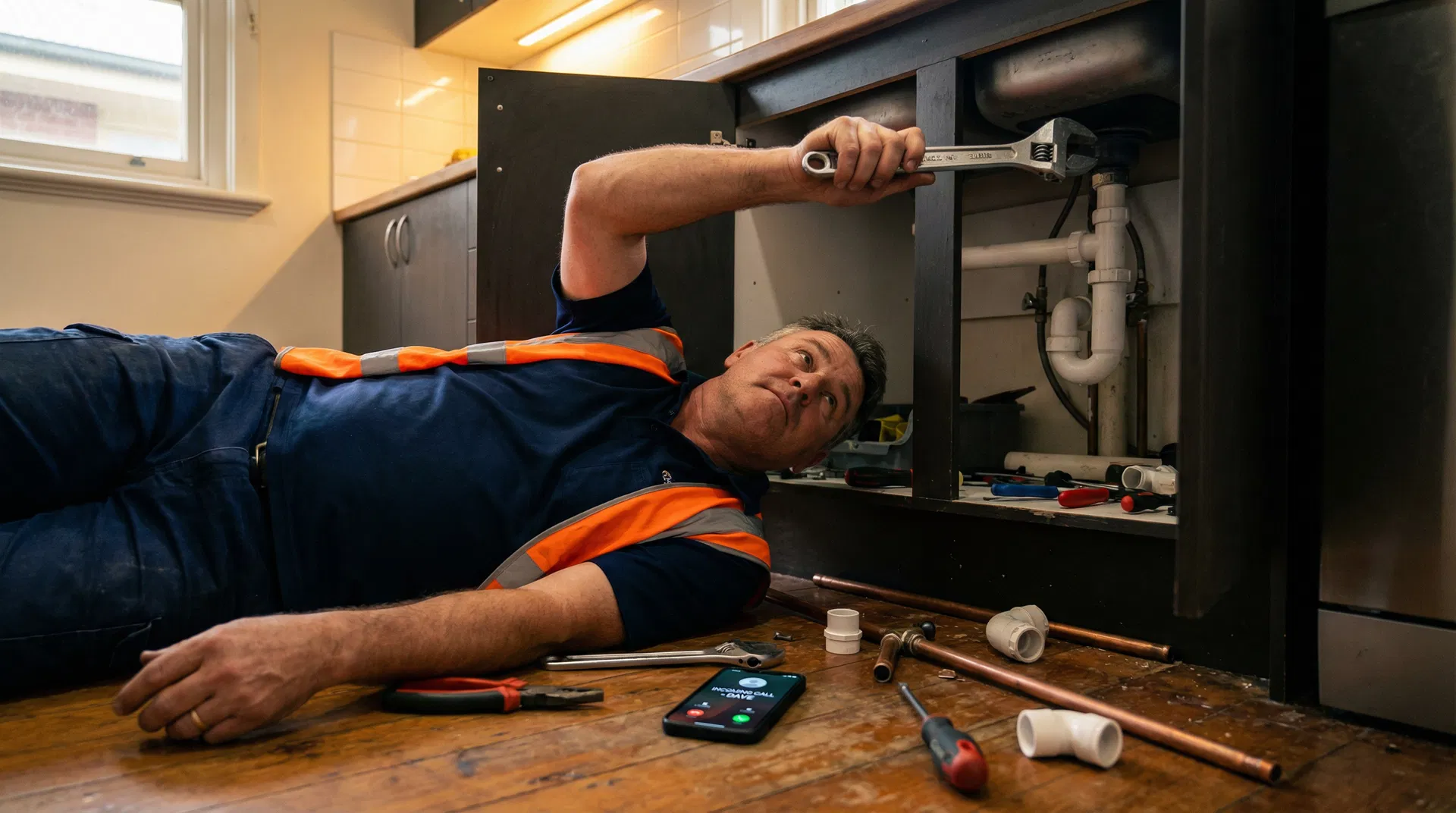 Under the House. Phone Rings.