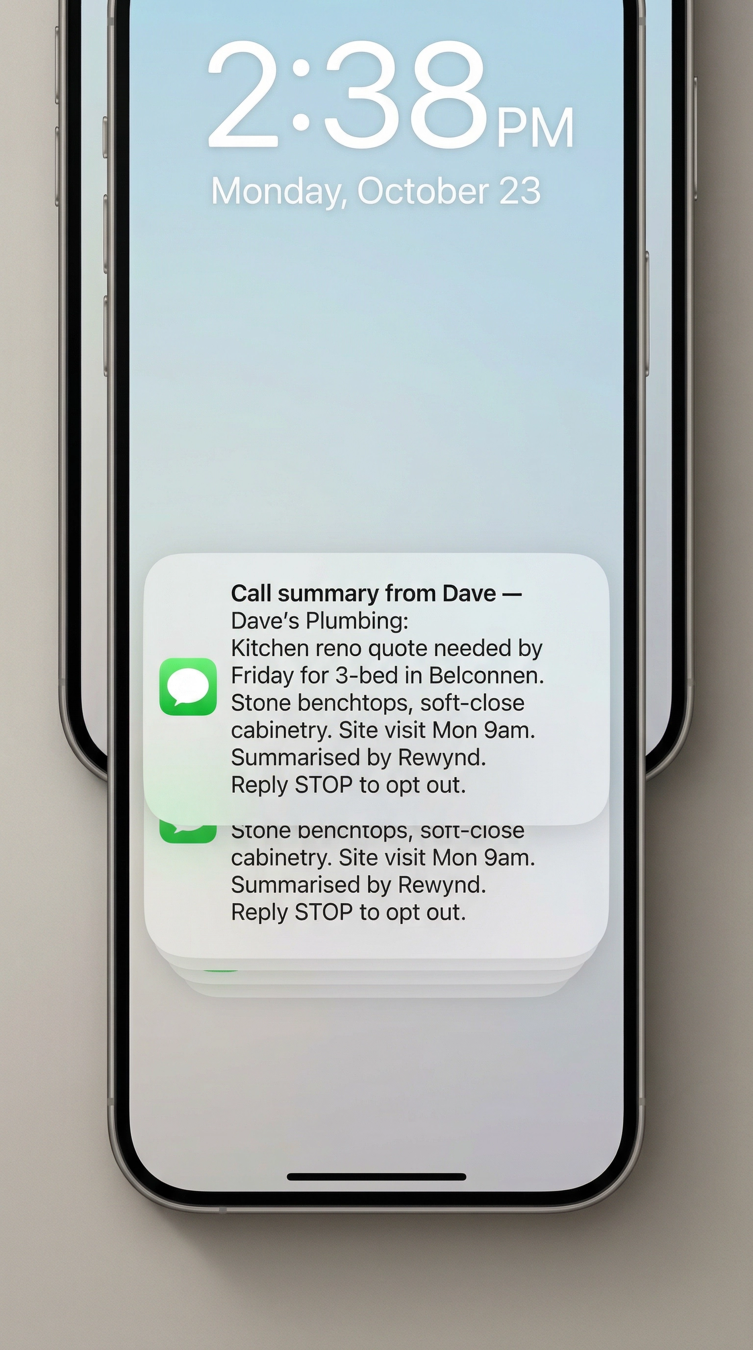 SMS summary sent to caller