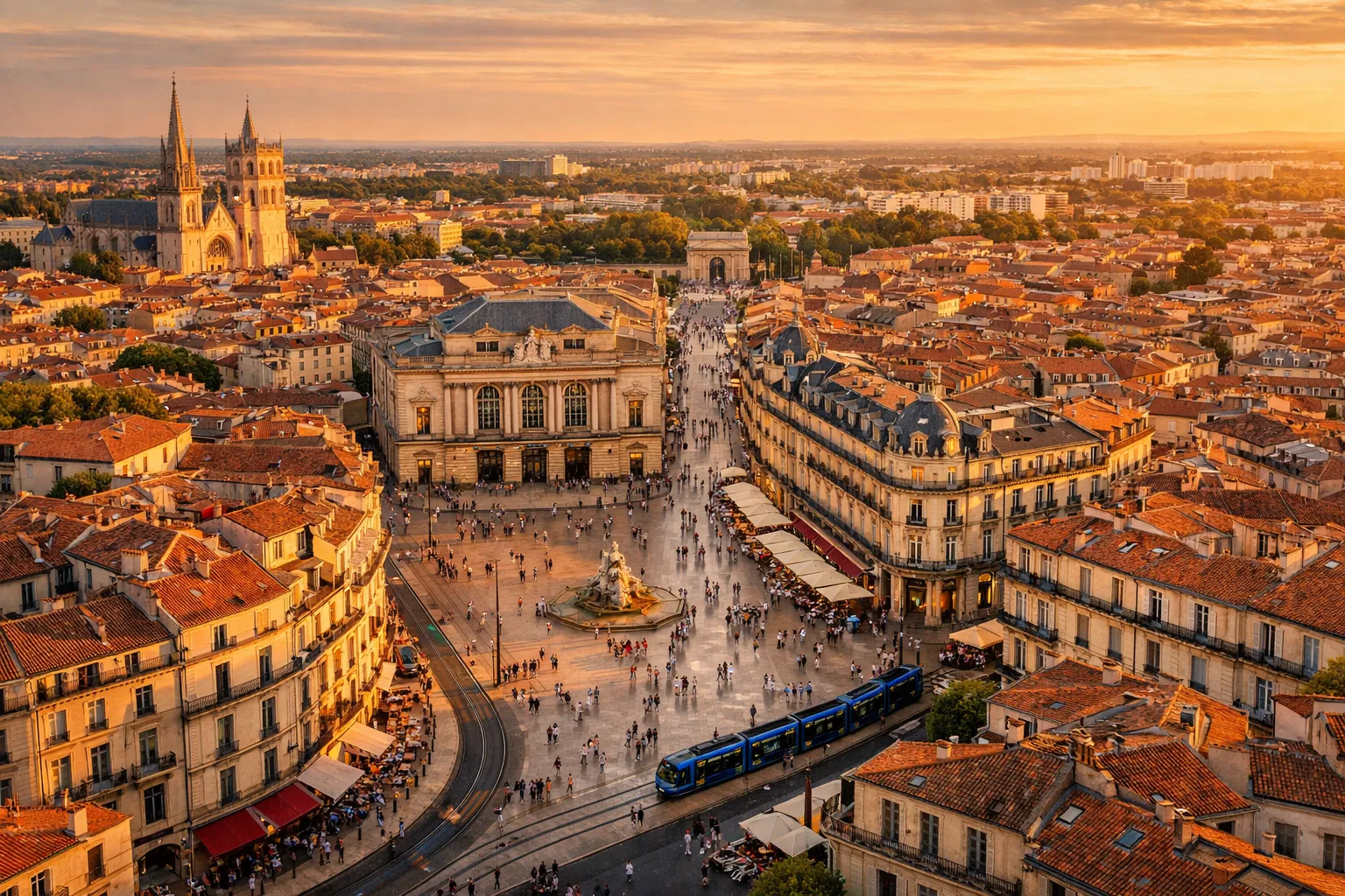 Vue aérienne de Montpellier - Zone d'intervention électricien