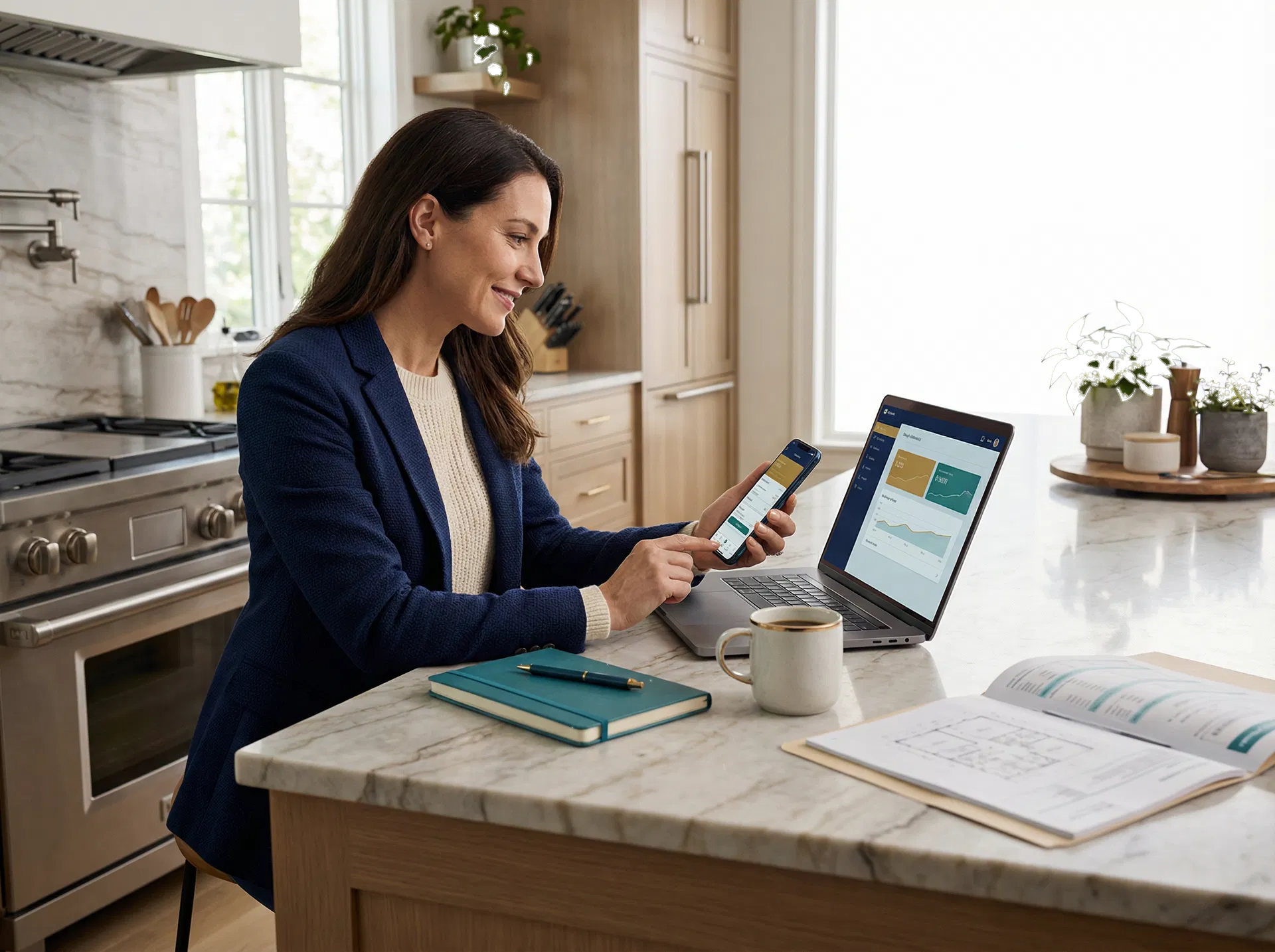 Online HELOC application on laptop and smartphone