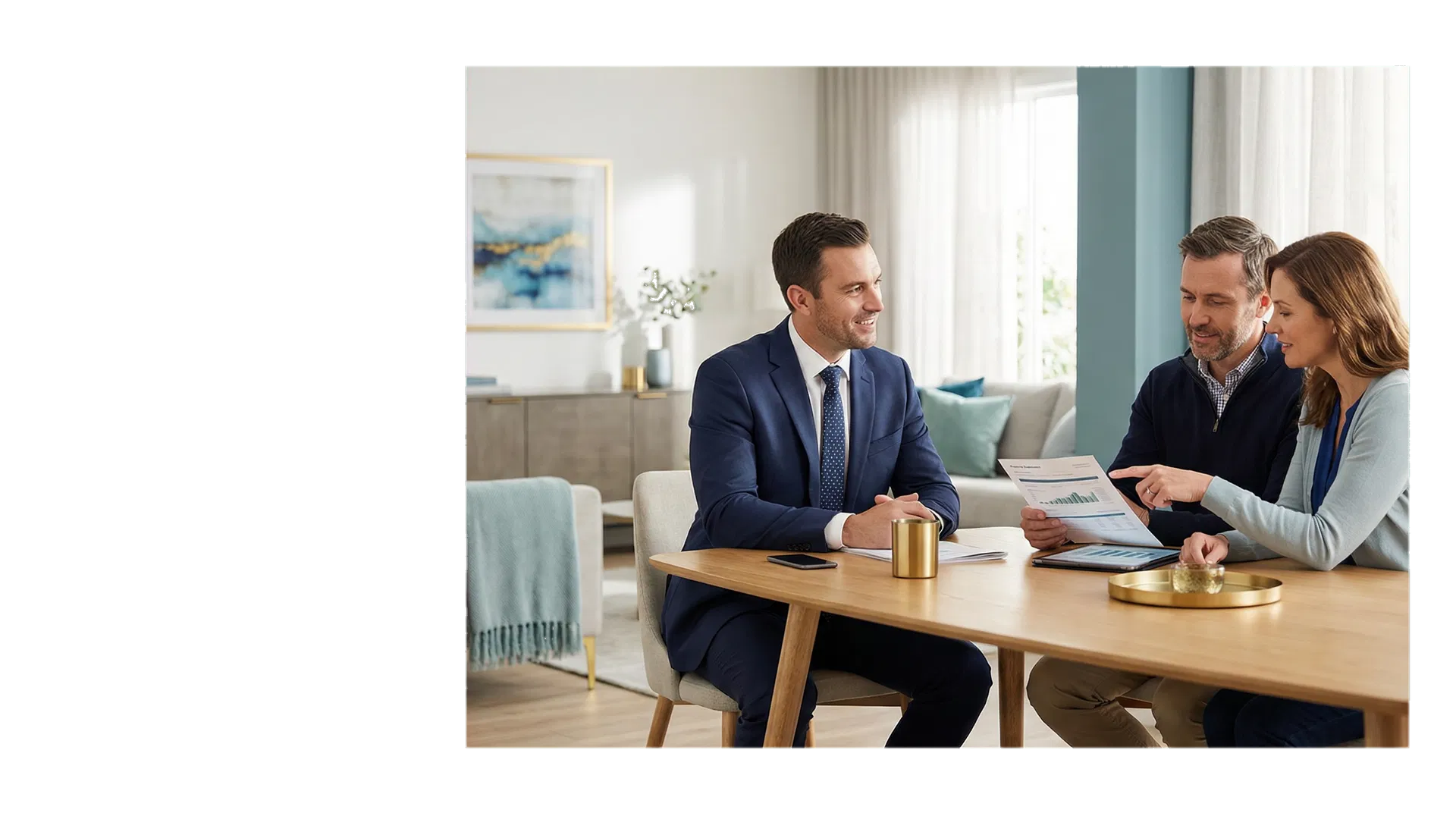 Mortgage professional meeting with homeowners about home equity financing