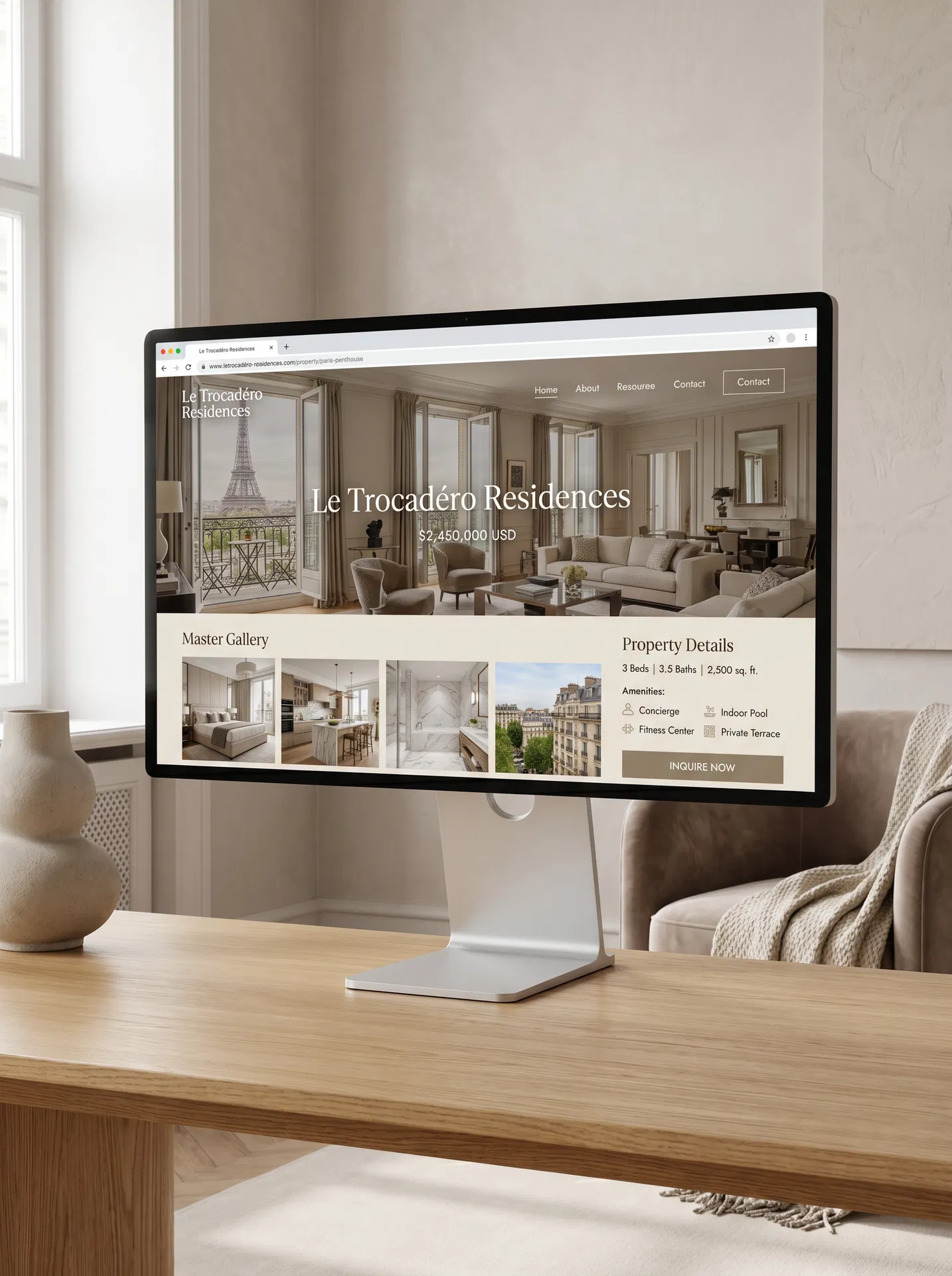 Mockup d’une page propriété détaillée