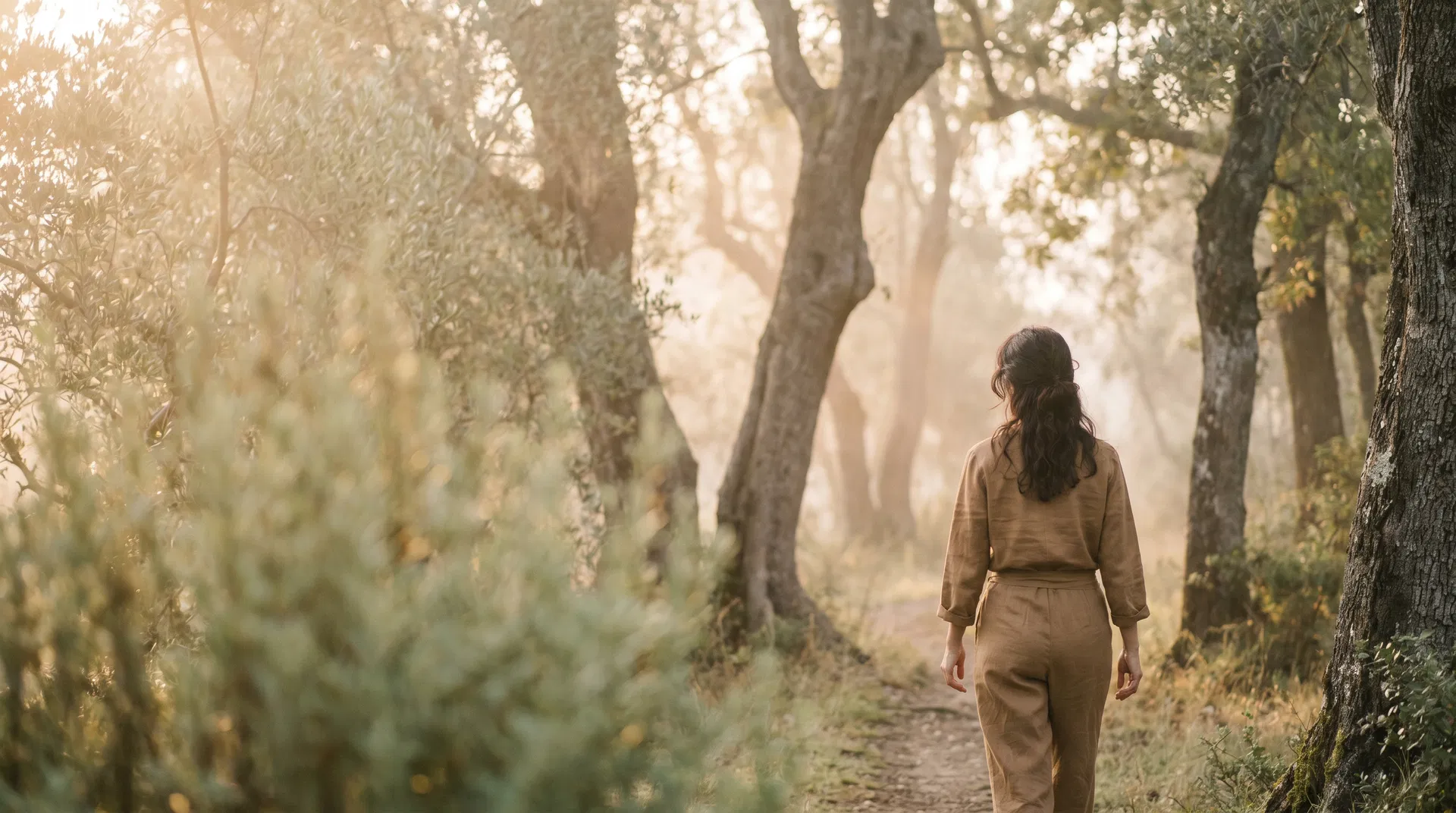 Sunlit path through trees representing calm direction