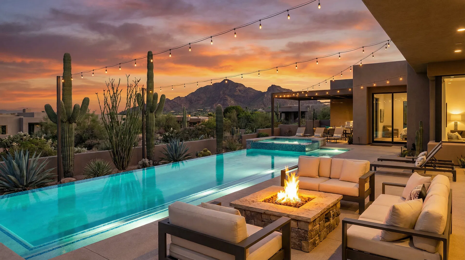 Luxury Scottsdale vacation rental at sunset
