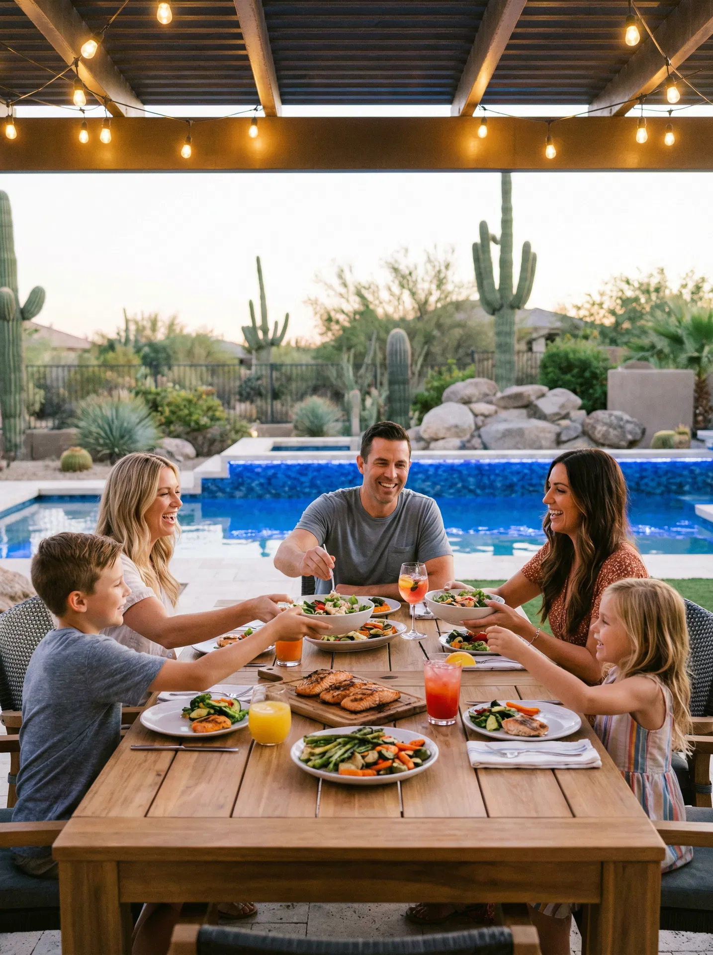 Friends celebrating at a luxury Scottsdale vacation rental