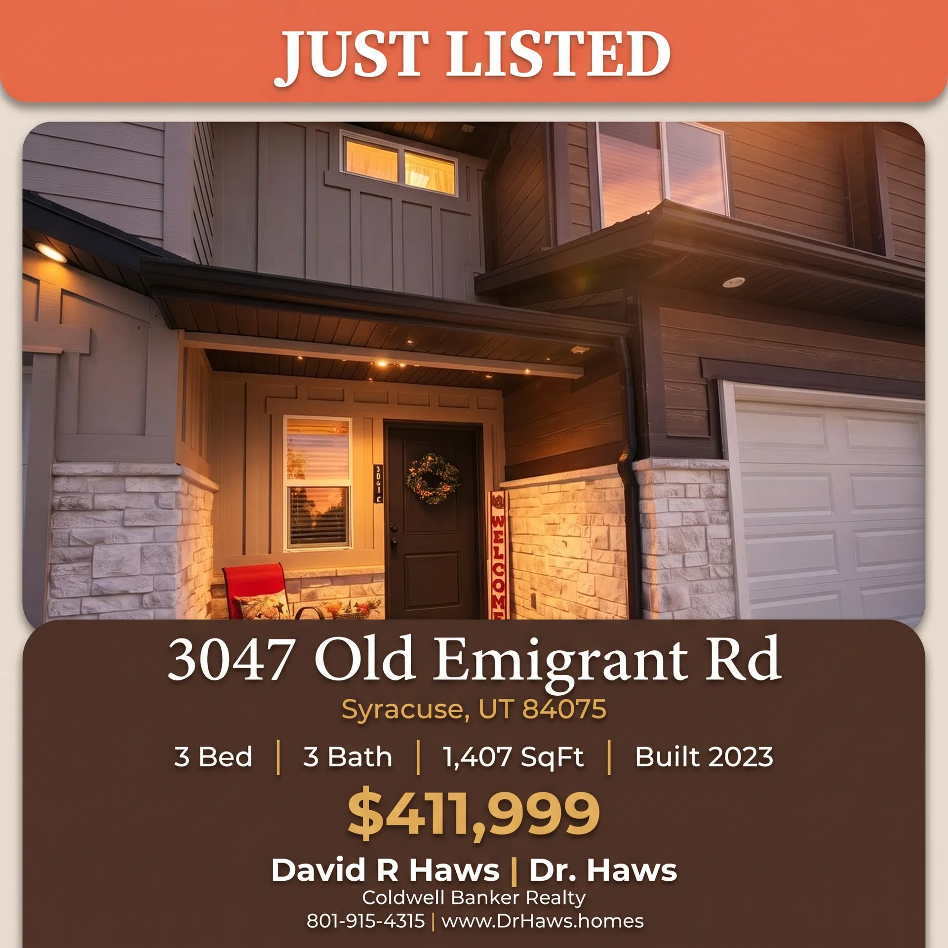 Just Listed — Exterior Hero