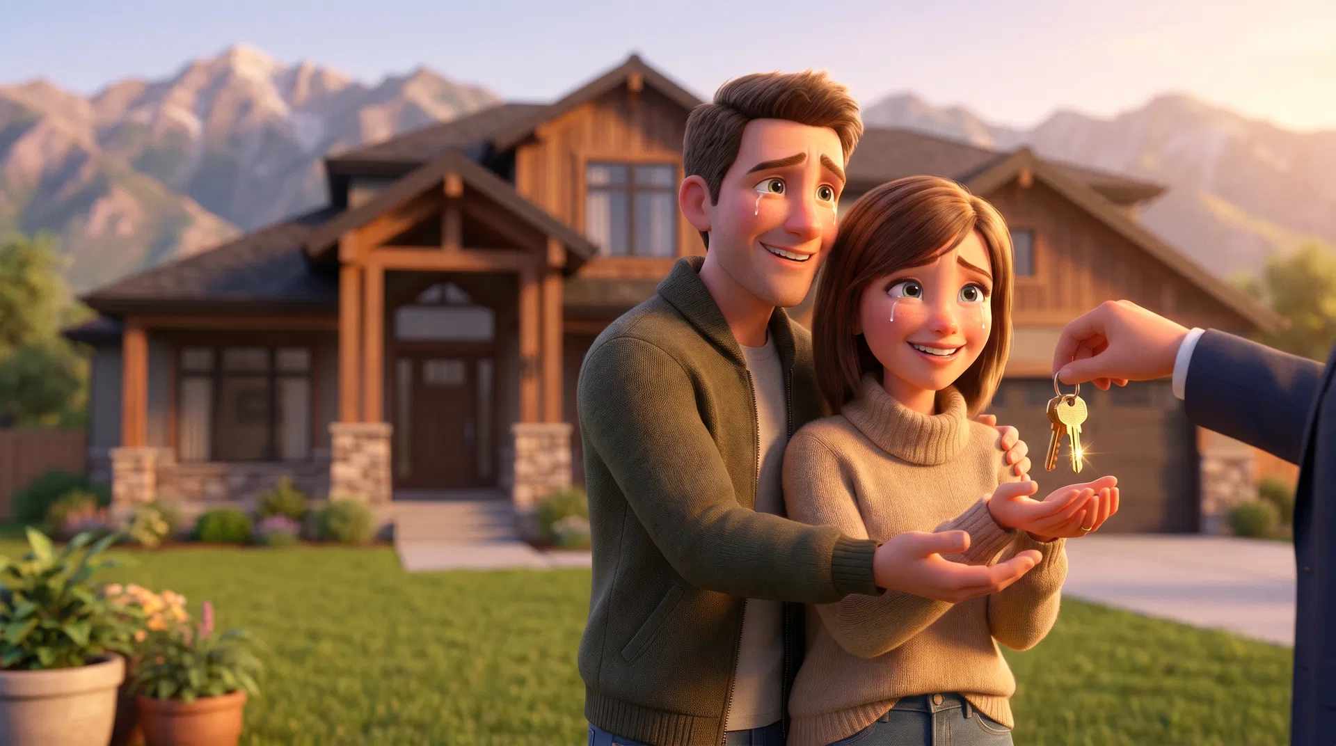 Couple receiving home keys