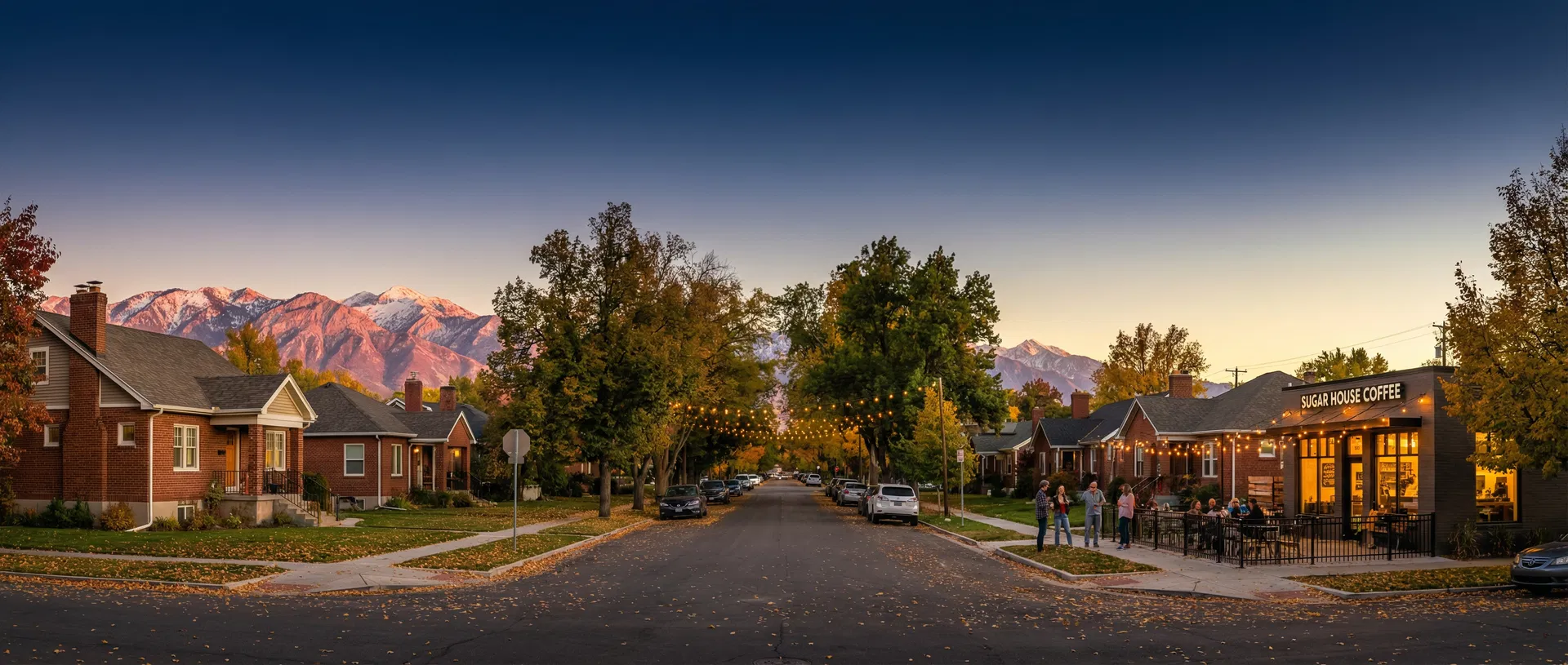 Sugar House neighborhood at golden hour