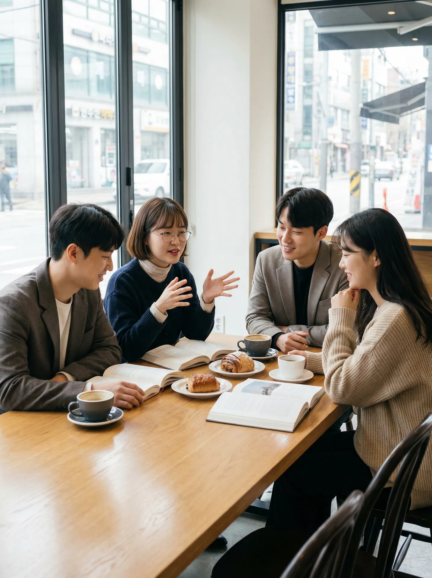 열정적으로 토론하는 북클럽 멤버