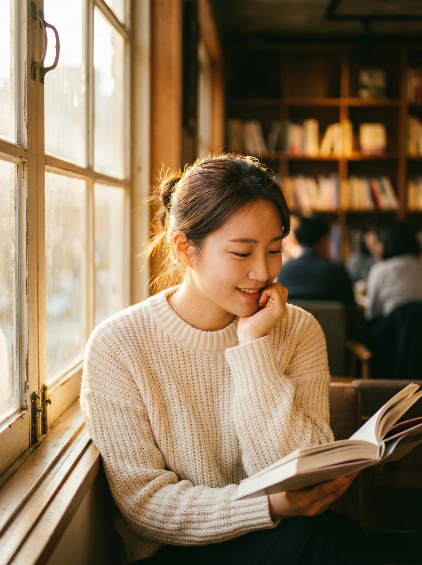 독서 중인 멤버