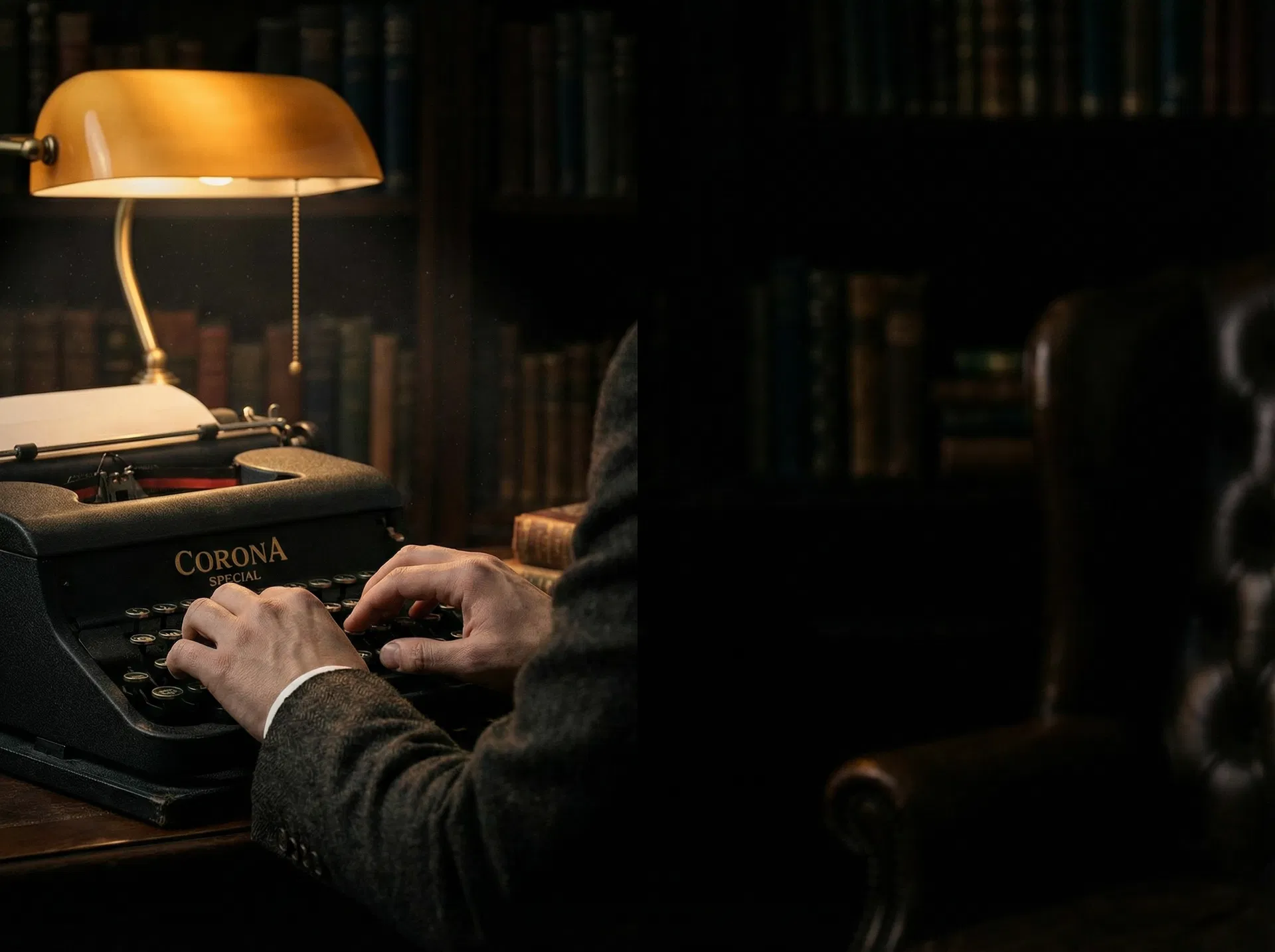 Writing at a typewriter