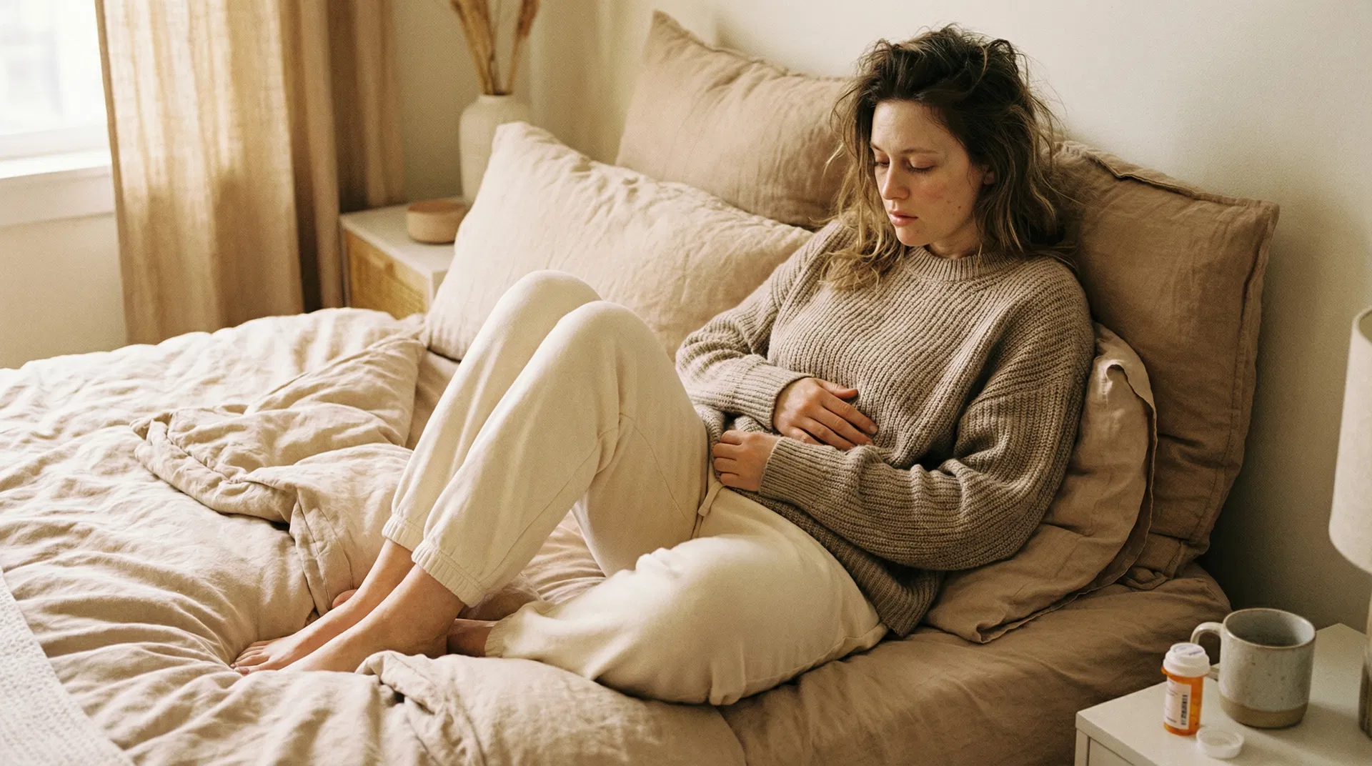 Woman experiencing side effects from medication