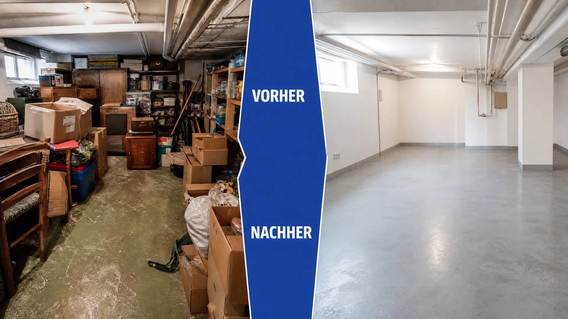 Kellerentrümpelung Vorher/Nachher