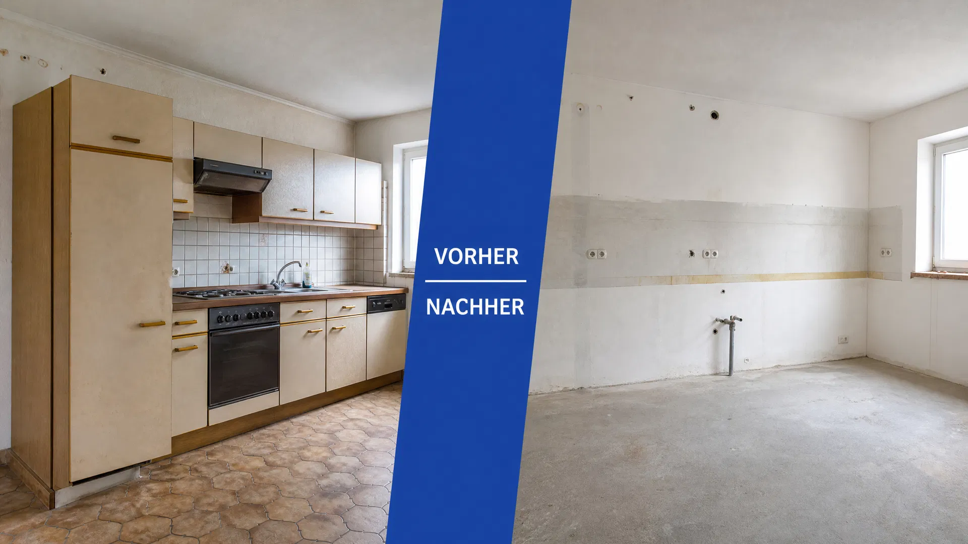 Küchenrückbau Vorher/Nachher