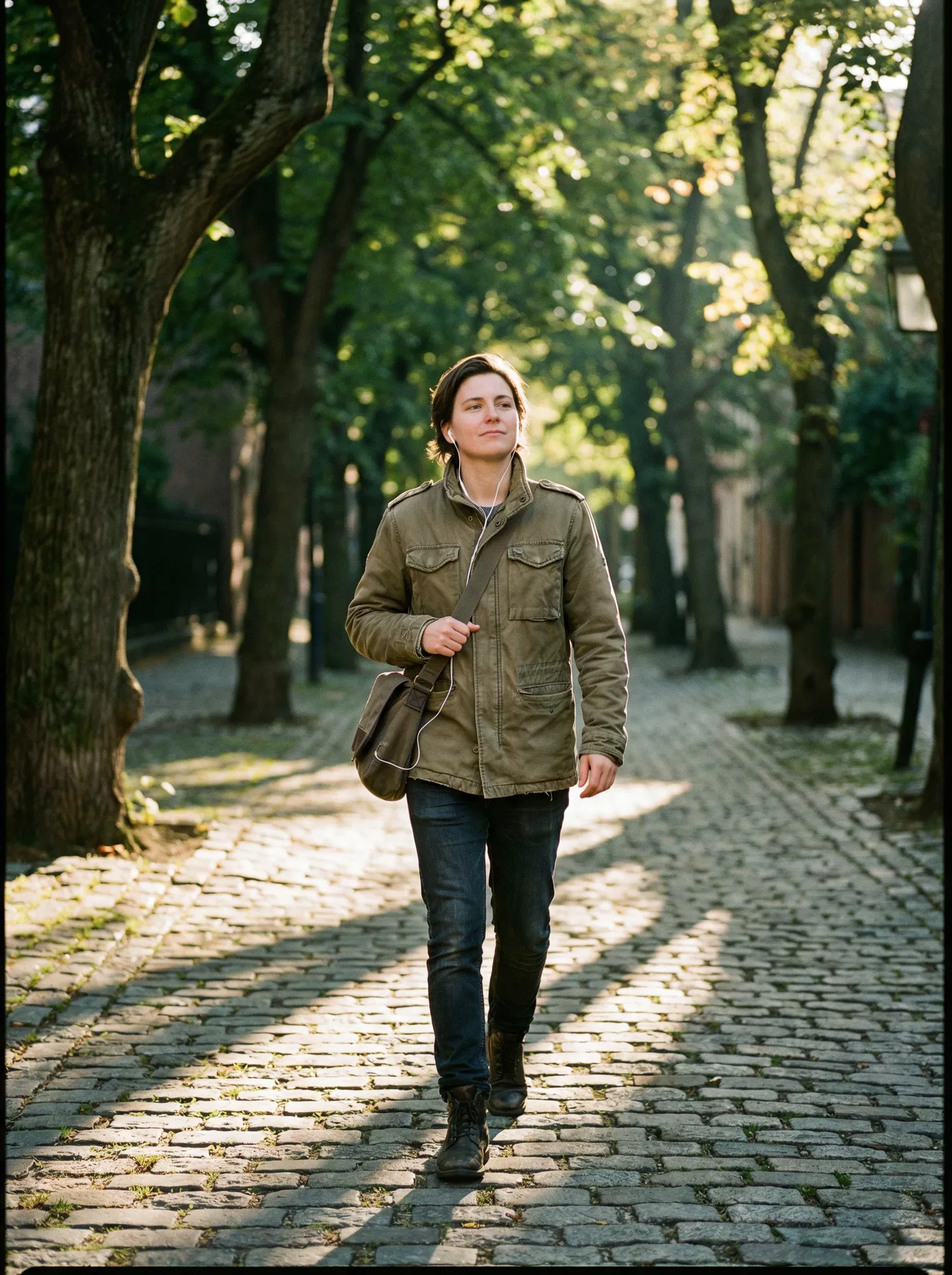 Commuter walking with intention