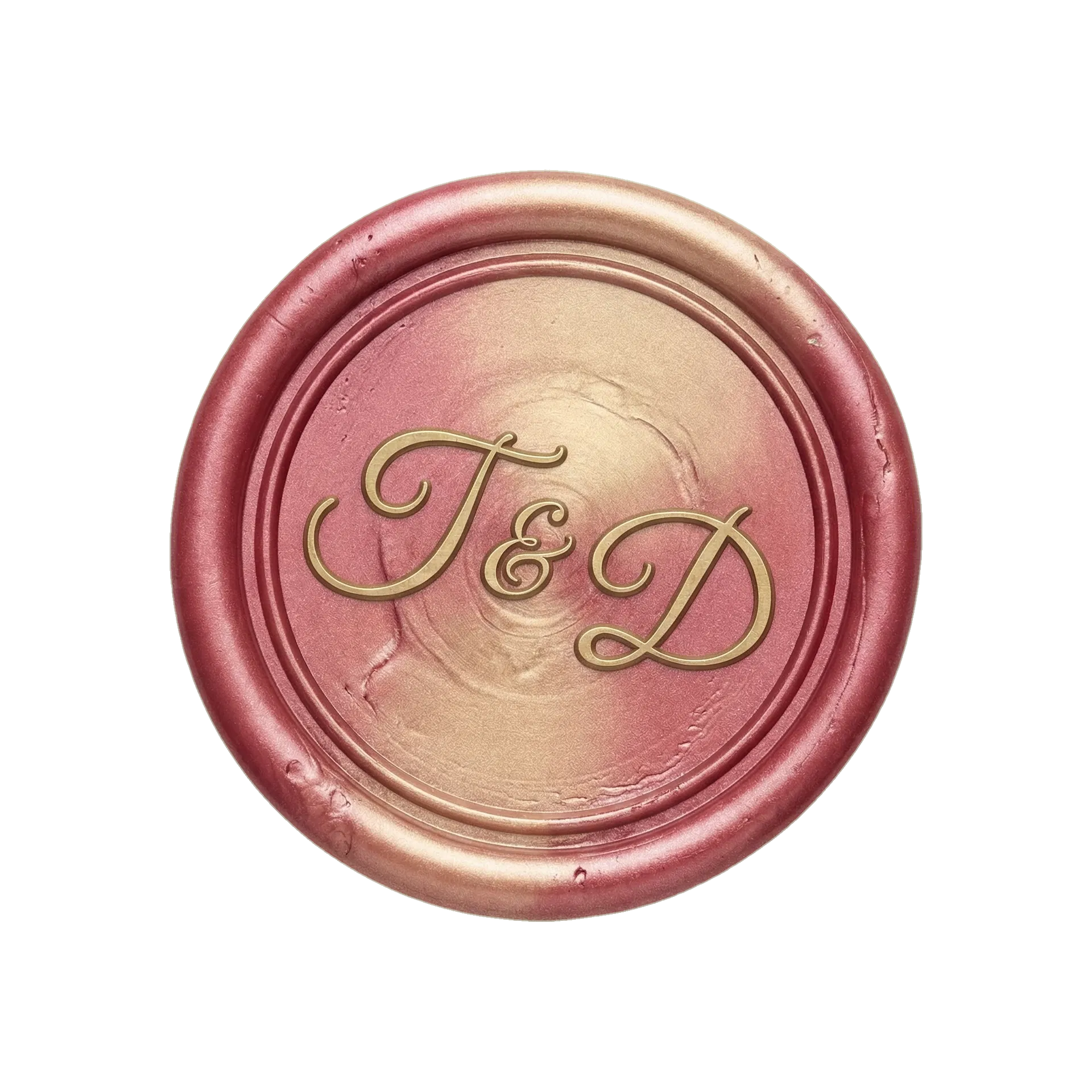 T & D rose gold wax seal