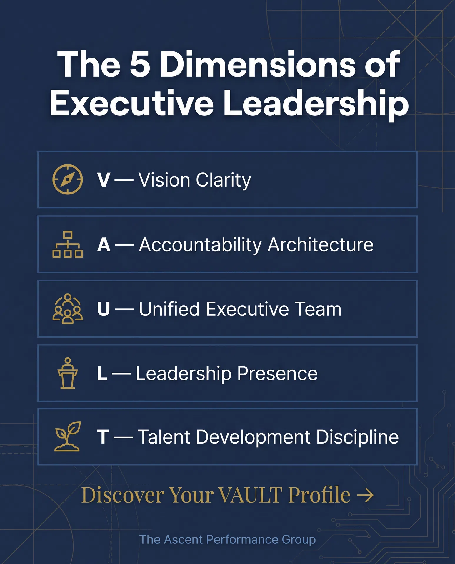 The 5 Dimensions of Executive Leadership — Discover Your VAULT Profile