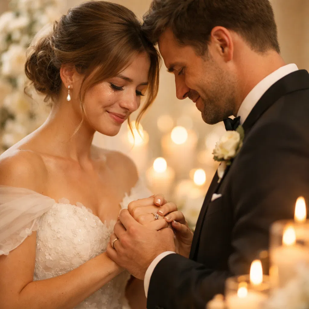 Intimate wedding ceremony moment