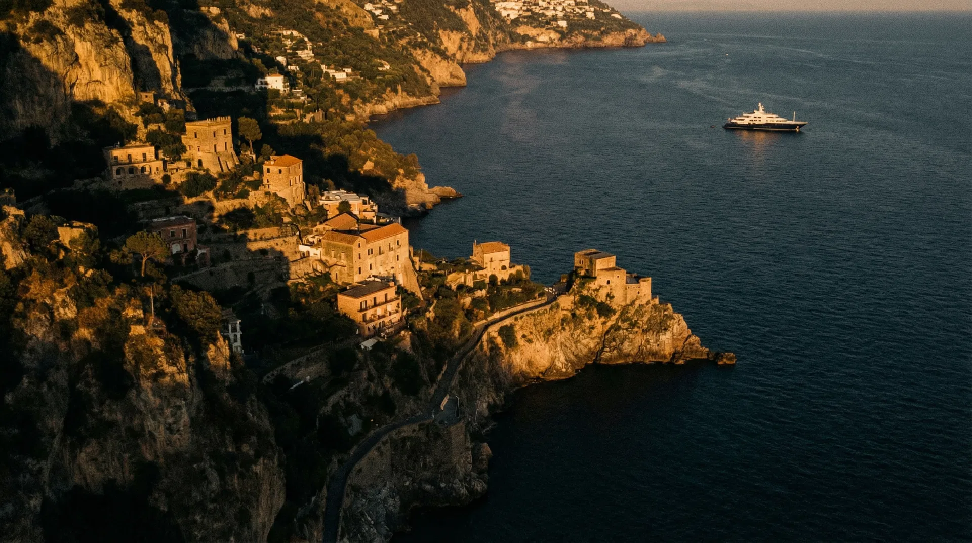 Italian coastline at golden hour