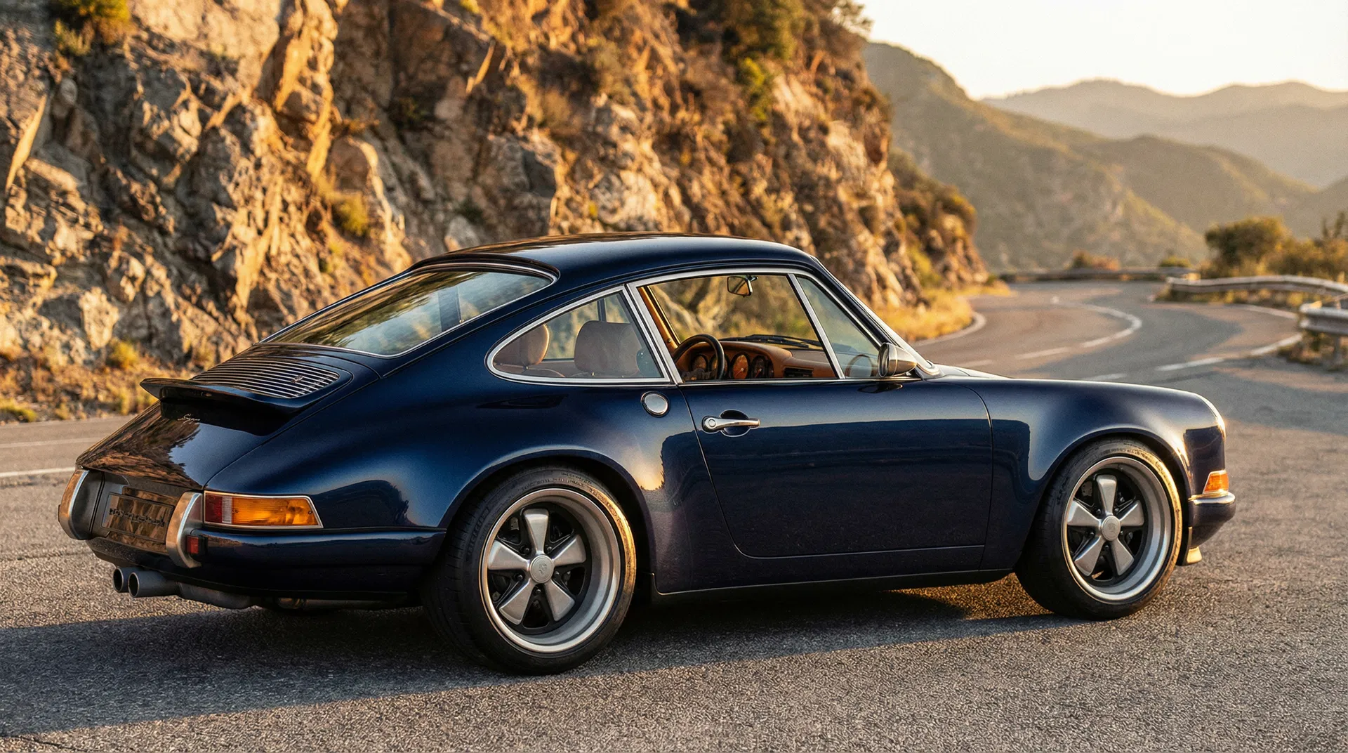 Di Ghisoni Porsche 911 restomod on an Italian mountain road
