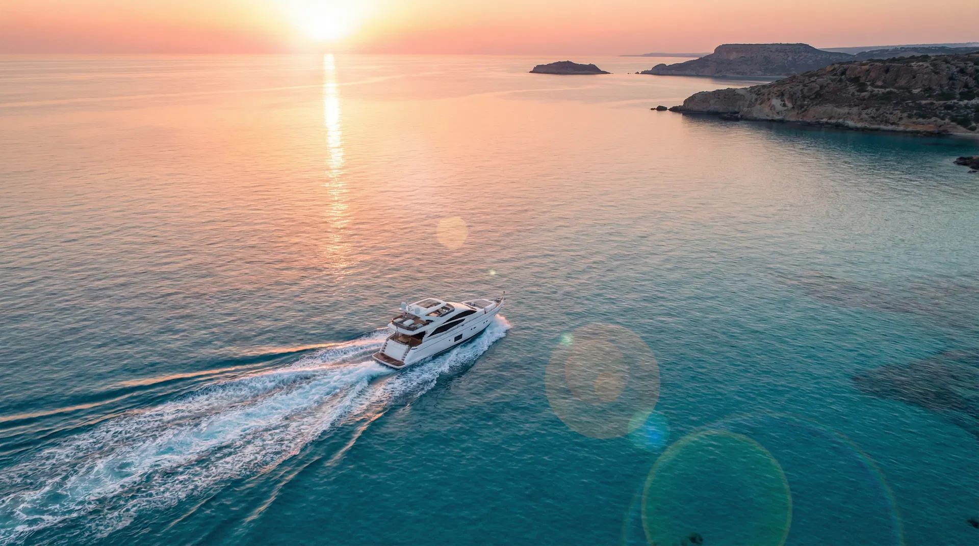 Luxury yacht cruising along Cyprus coastline