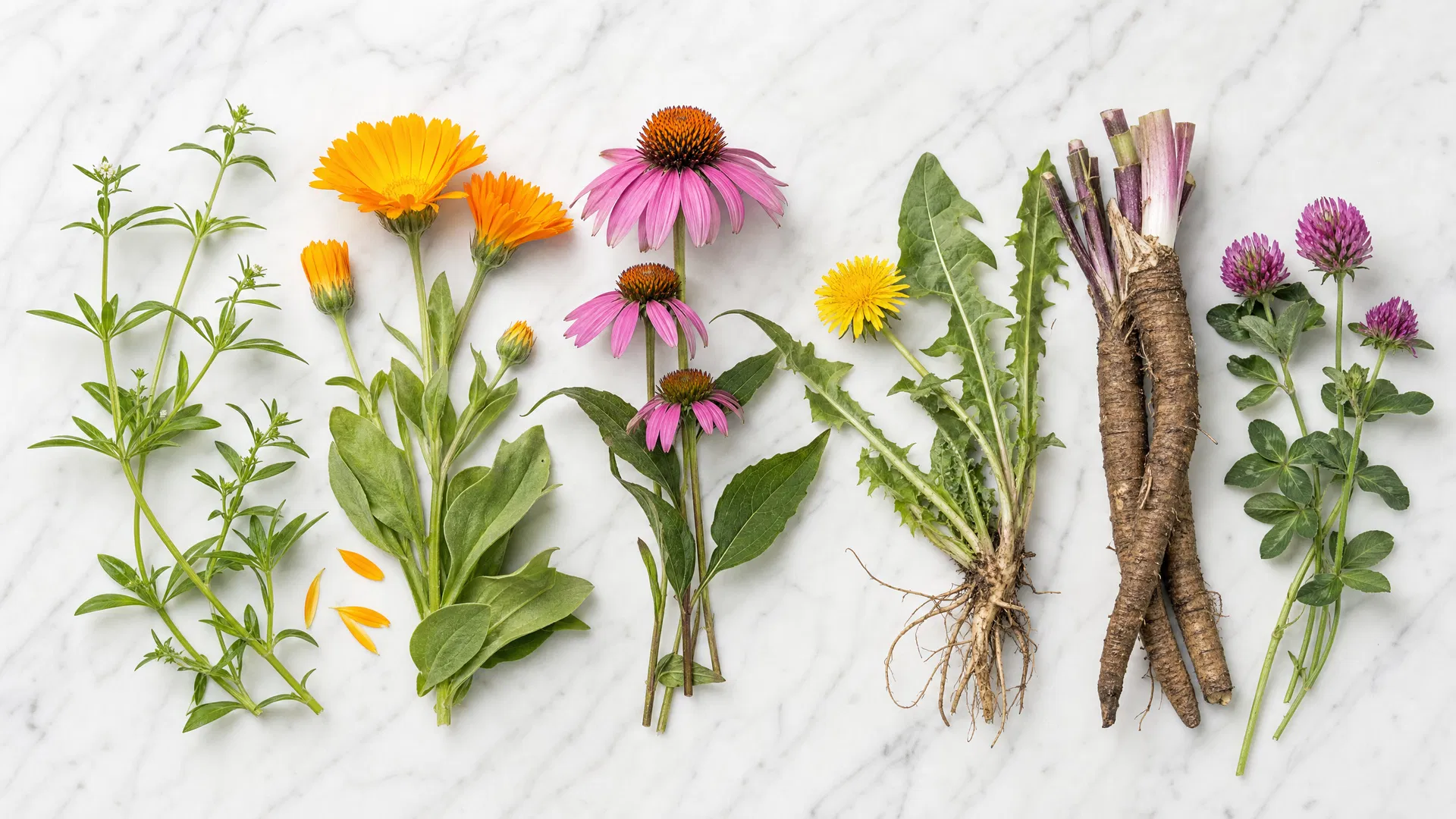 The six botanical ingredients used in Lymph Health