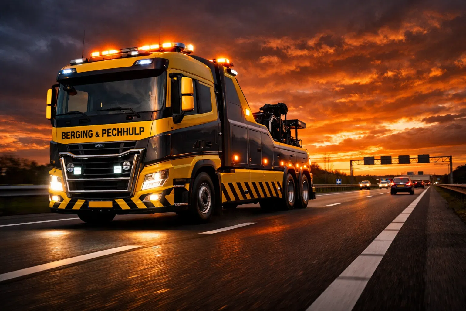 Takeldienst Shimy takelwagen op de snelweg