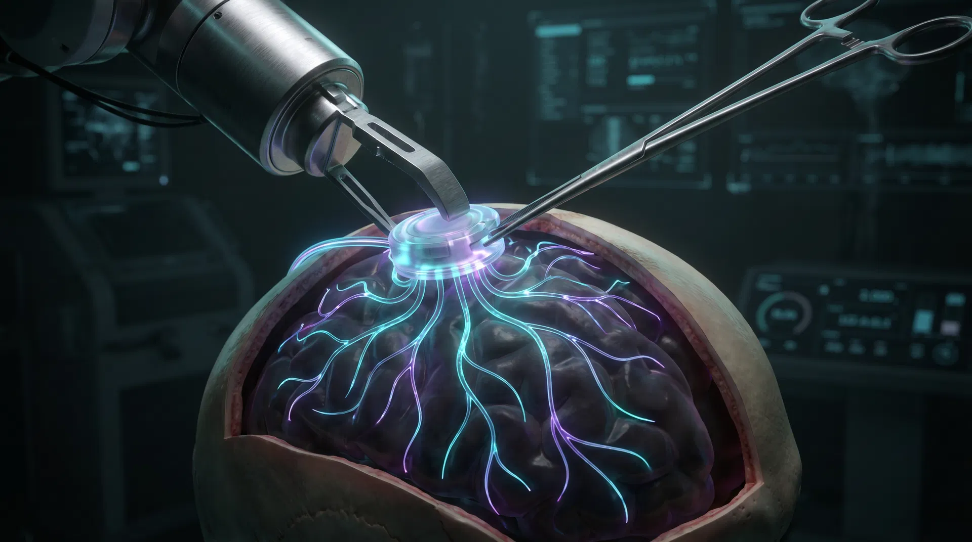 Implante neural de Neuralink siendo insertado quirúrgicamente