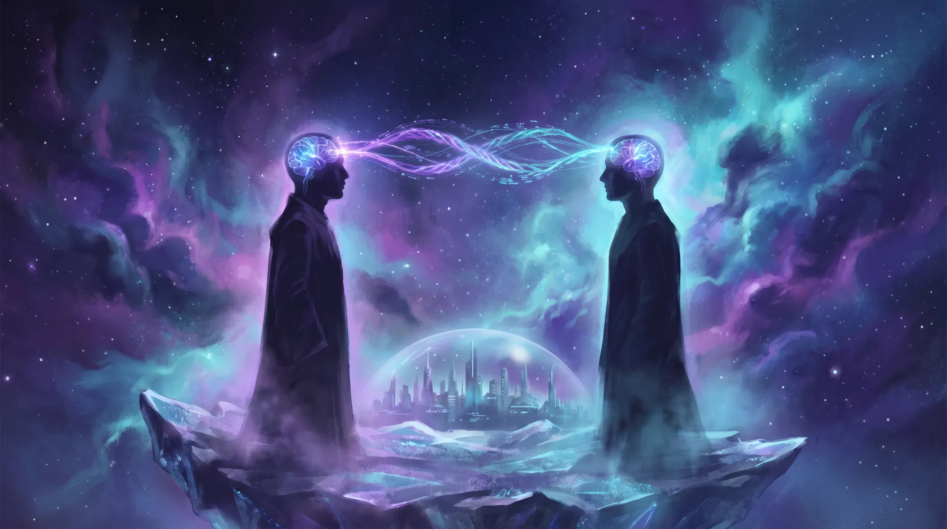 Comunicación telepática entre dos mentes conectadas digitalmente