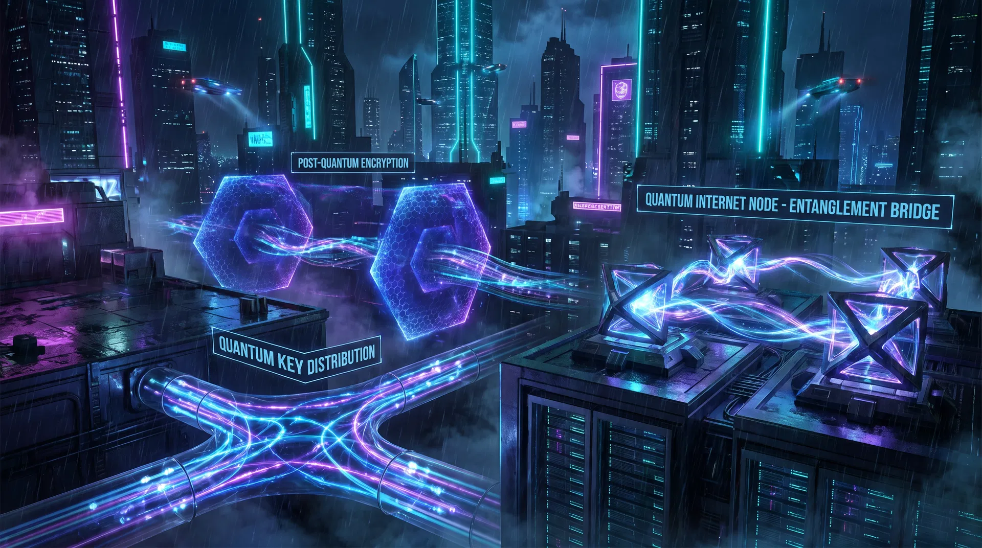 Red de criptografía cuántica con distribución de claves y cifrado post-cuántico