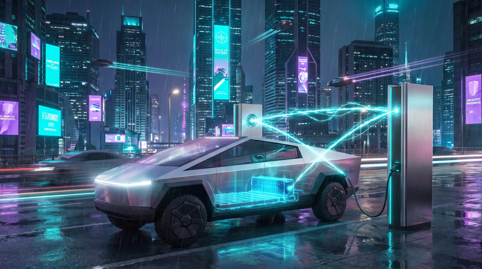 Vehículo eléctrico del futuro con batería de estado sólido y carga ultrarrápida