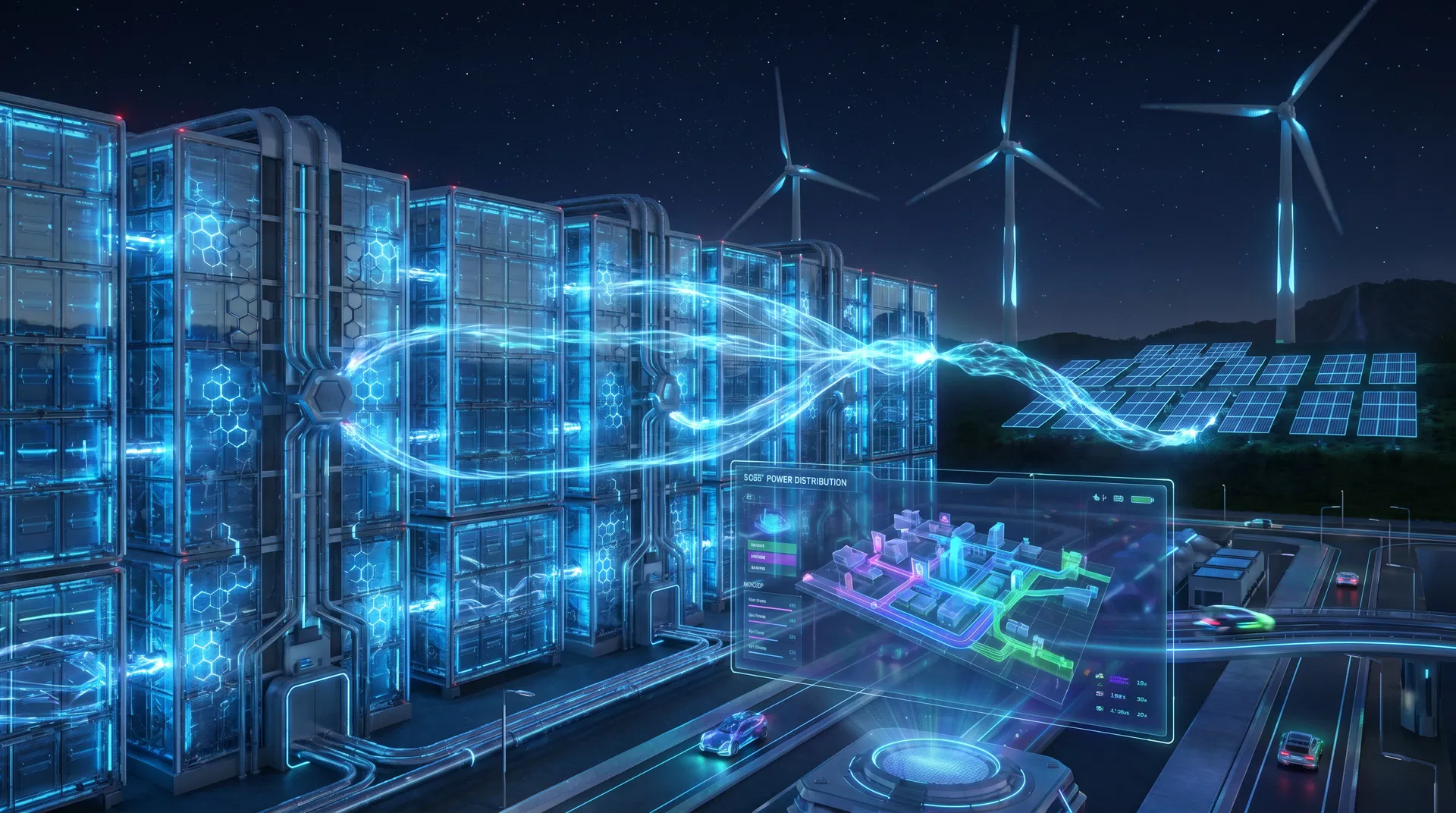 Red de almacenamiento de energía de estado sólido conectada a renovables