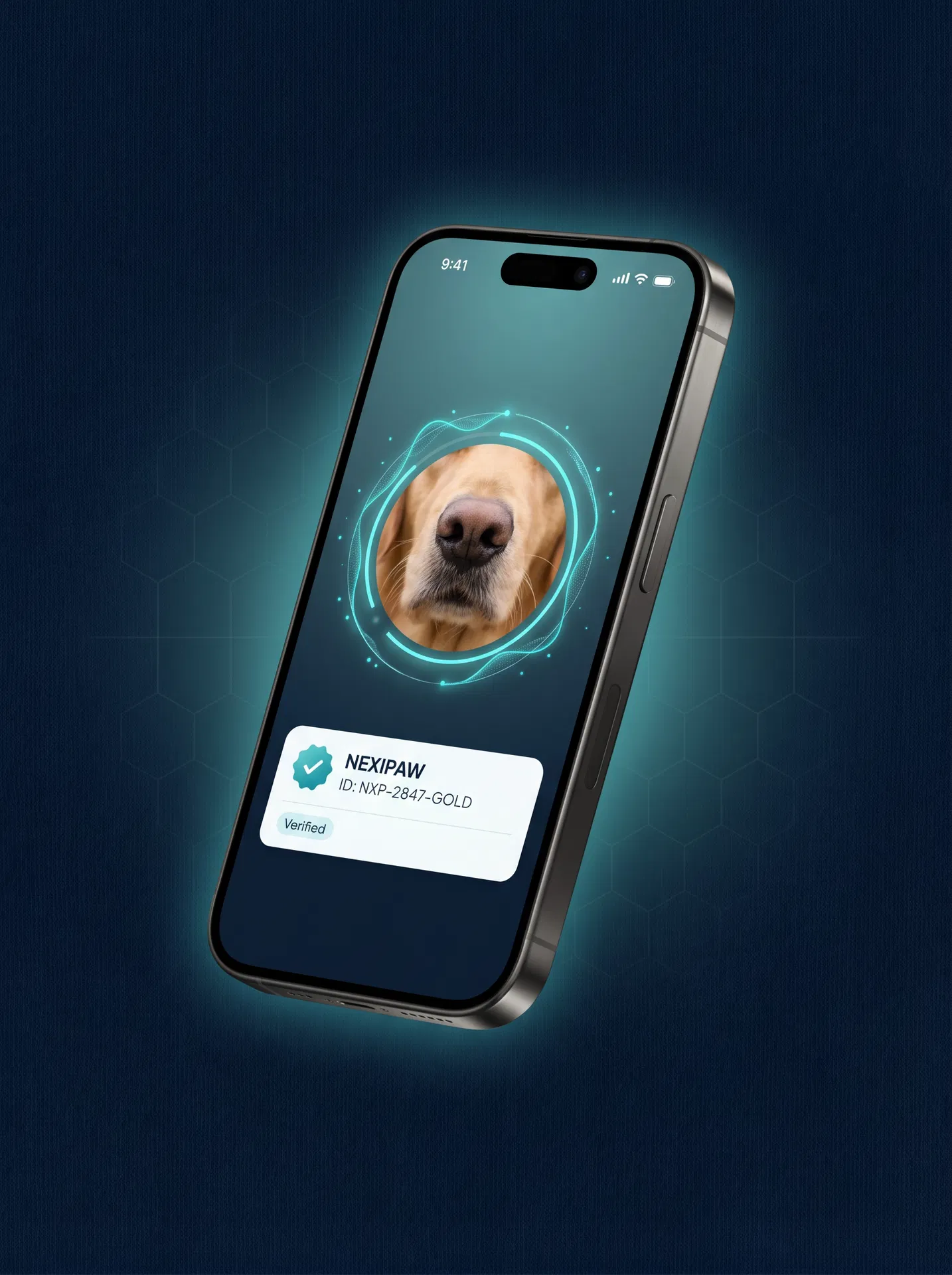 Nexipaw app showing pet biometric scan