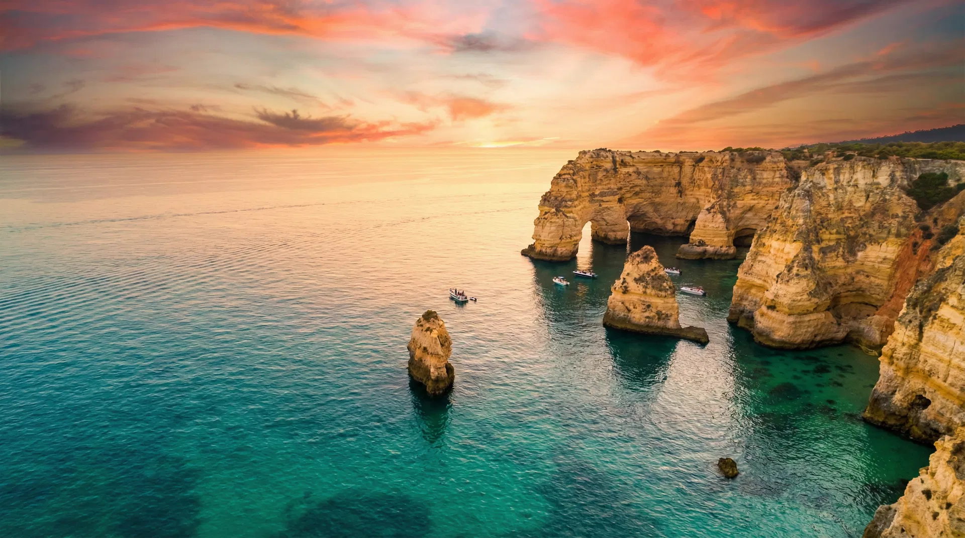 Algarve coastline at sunset