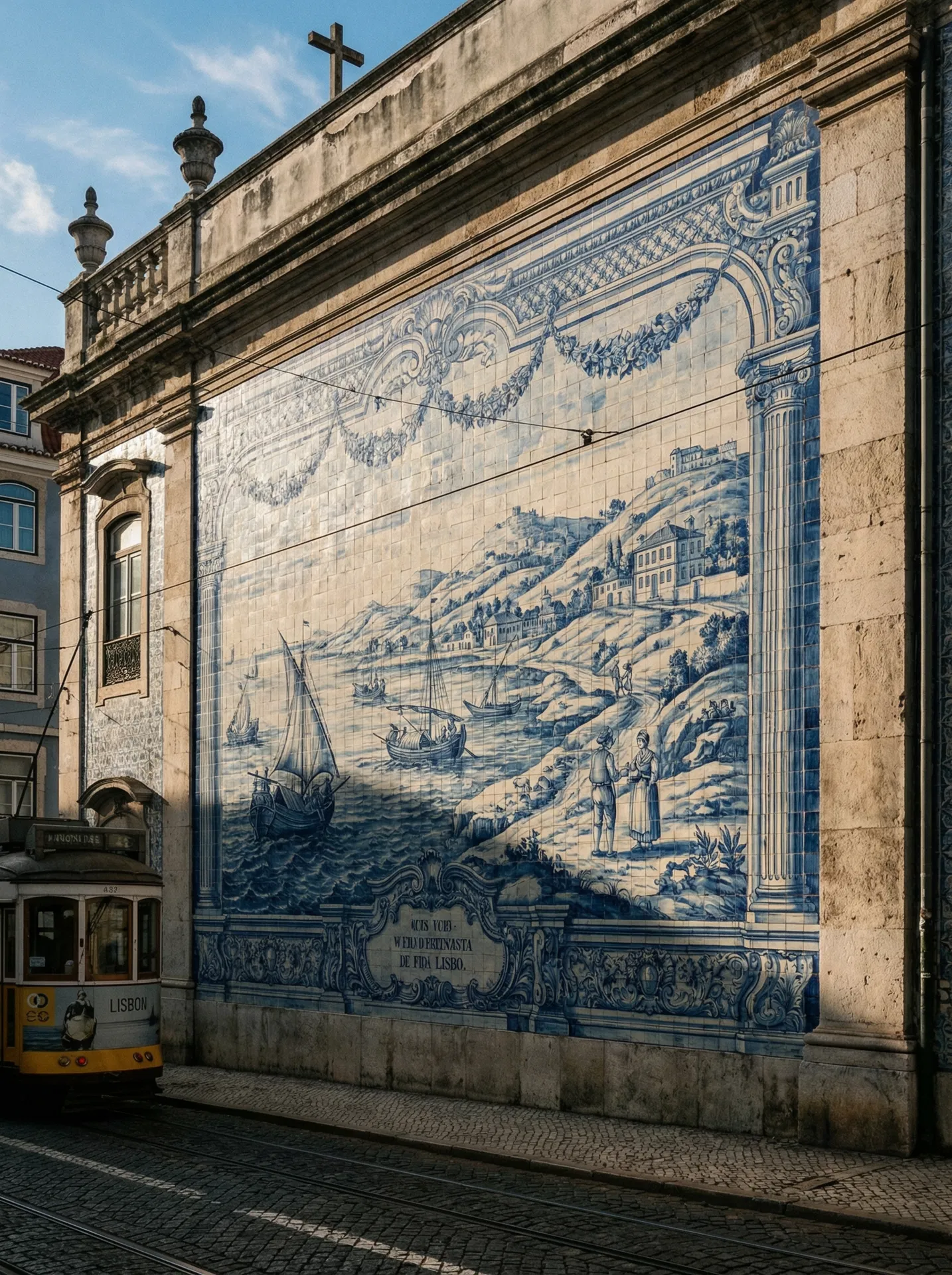 Traditional Portuguese azulejo tiles in Lisbon