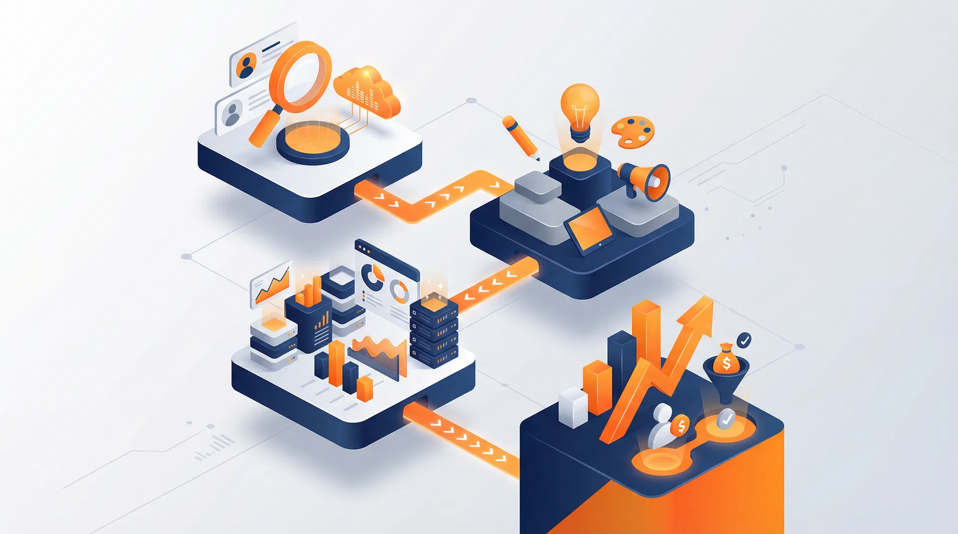 Marketing funnel proces illustratie