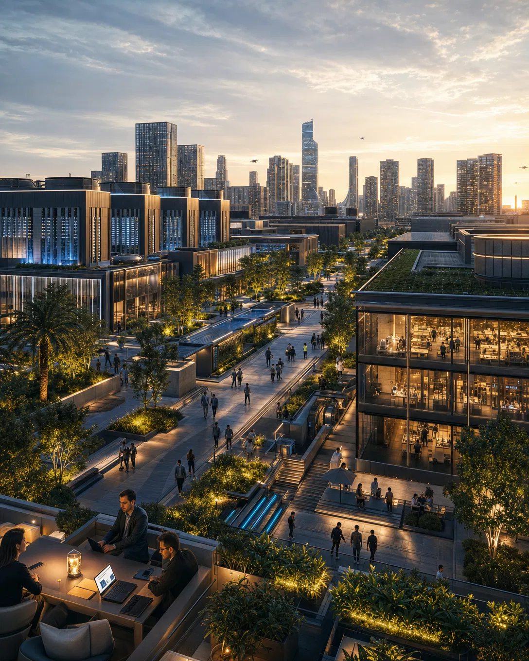 Innovation and AI City with compute infrastructure research labs and talent housing
