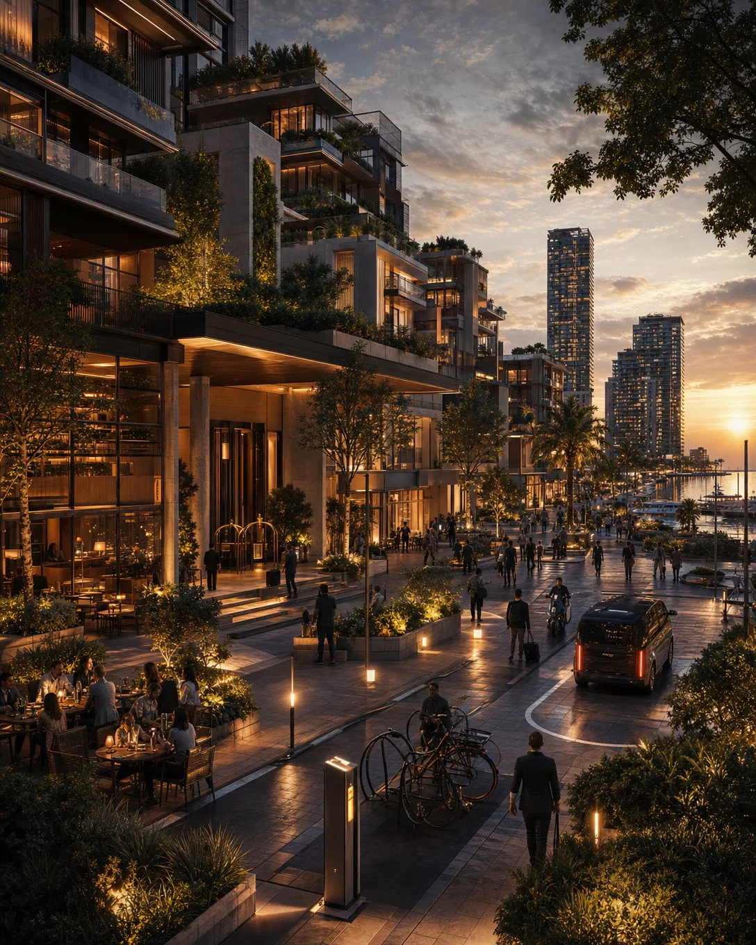 Mixed-Use District with commerce hospitality residential life and public realm