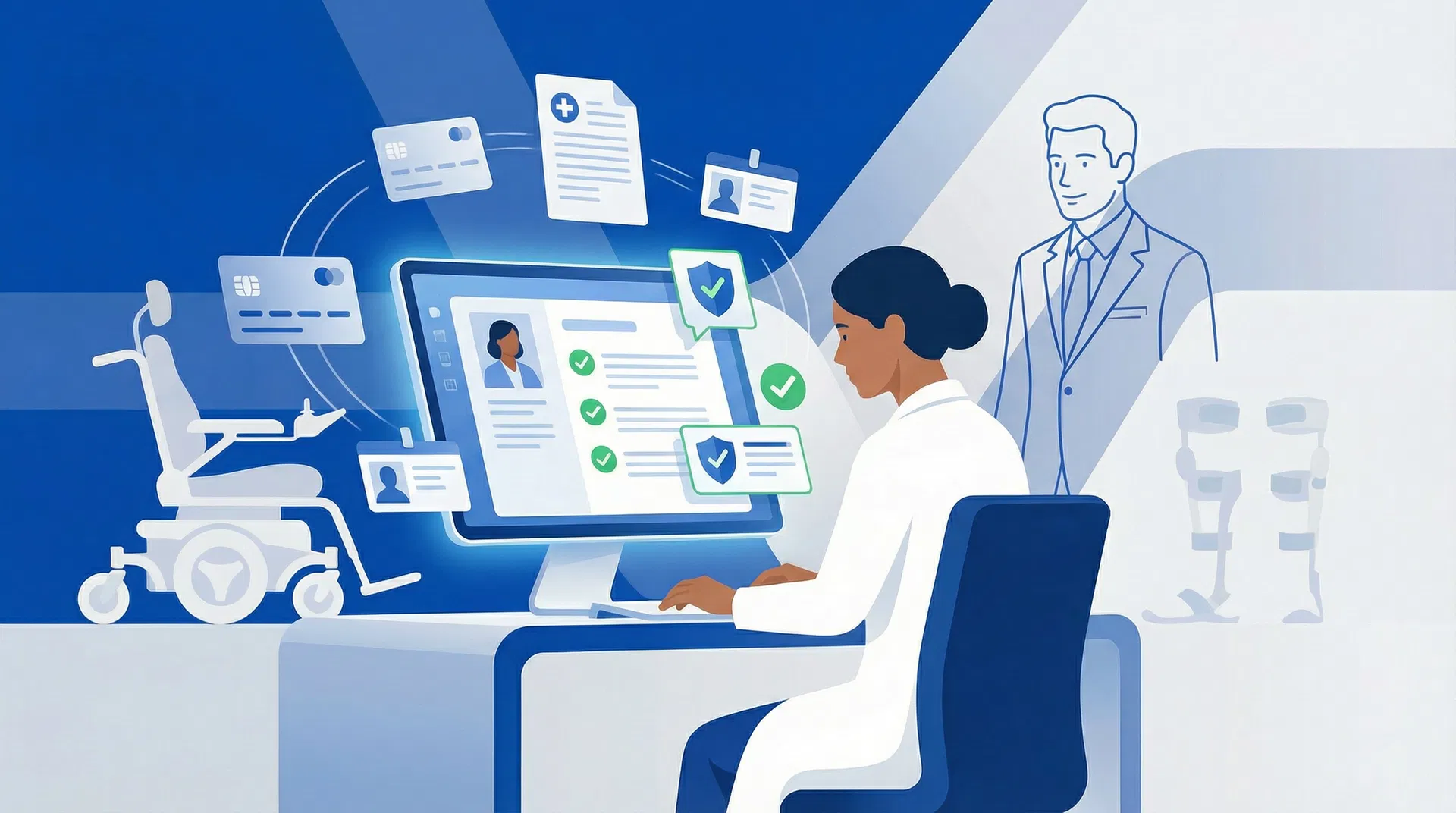 Patient verification specialist reviewing eligibility documents