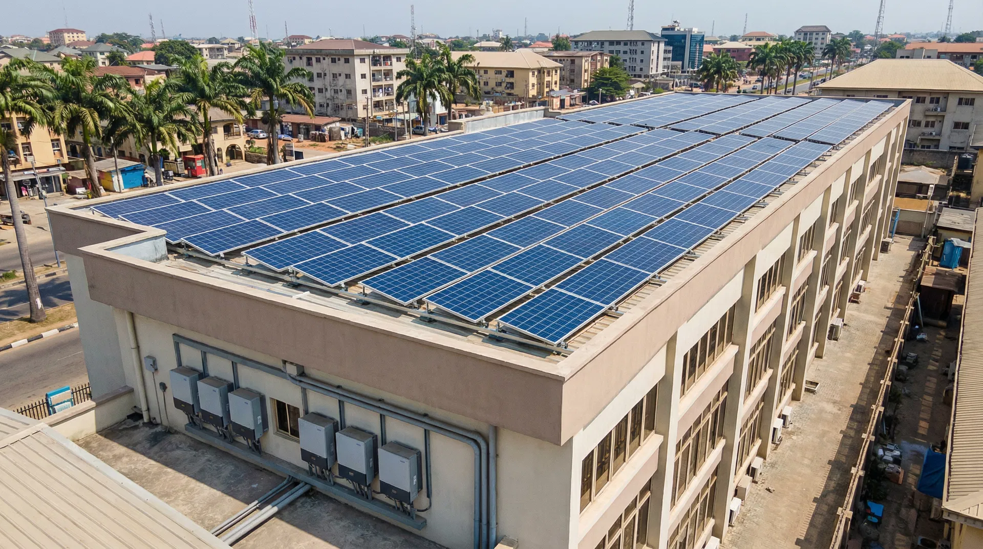 Commercial building solar installation