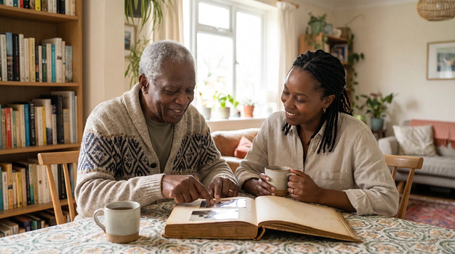 Father and daughter doing morning activity together