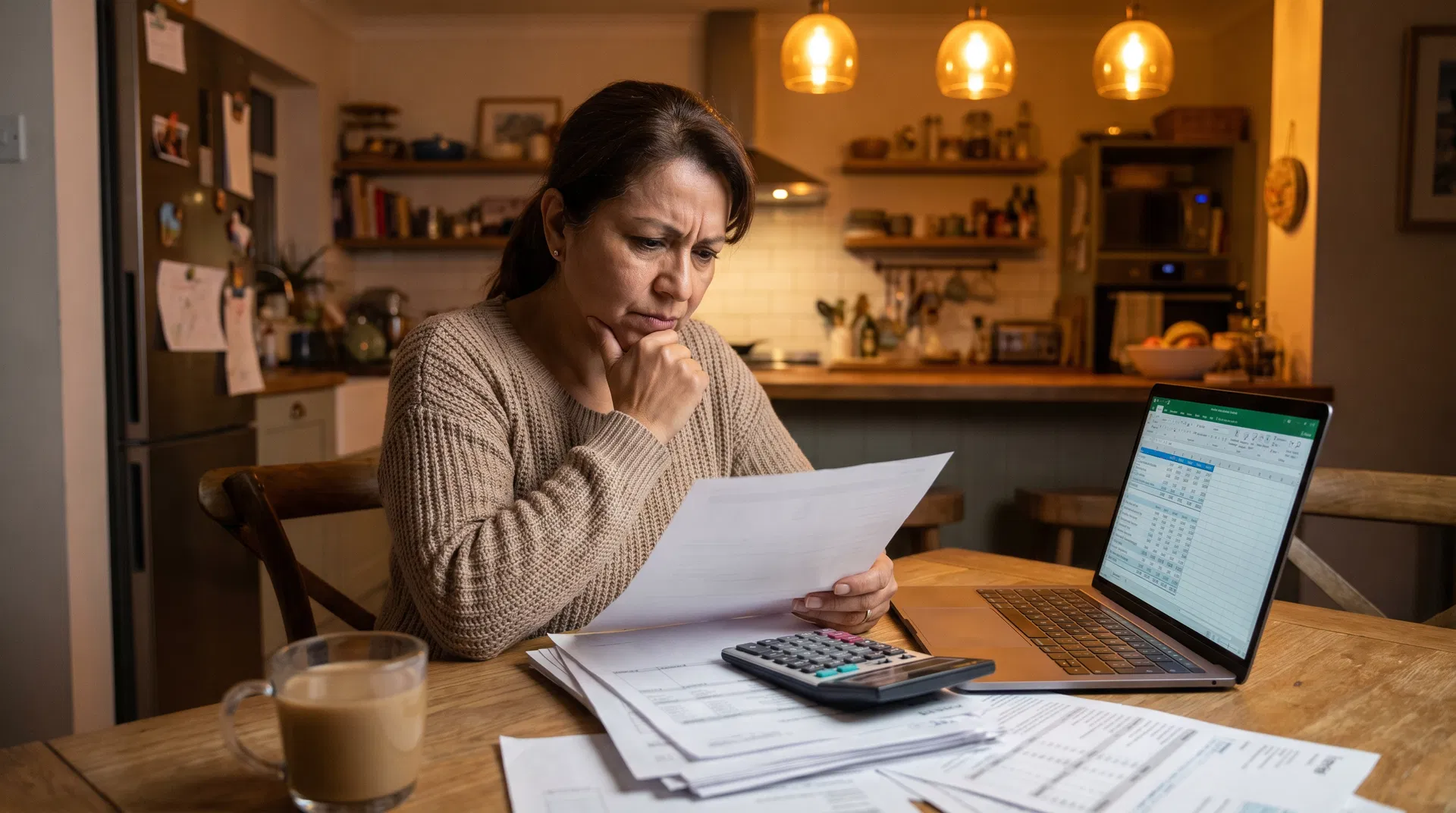 Family reviewing finances for assisted living